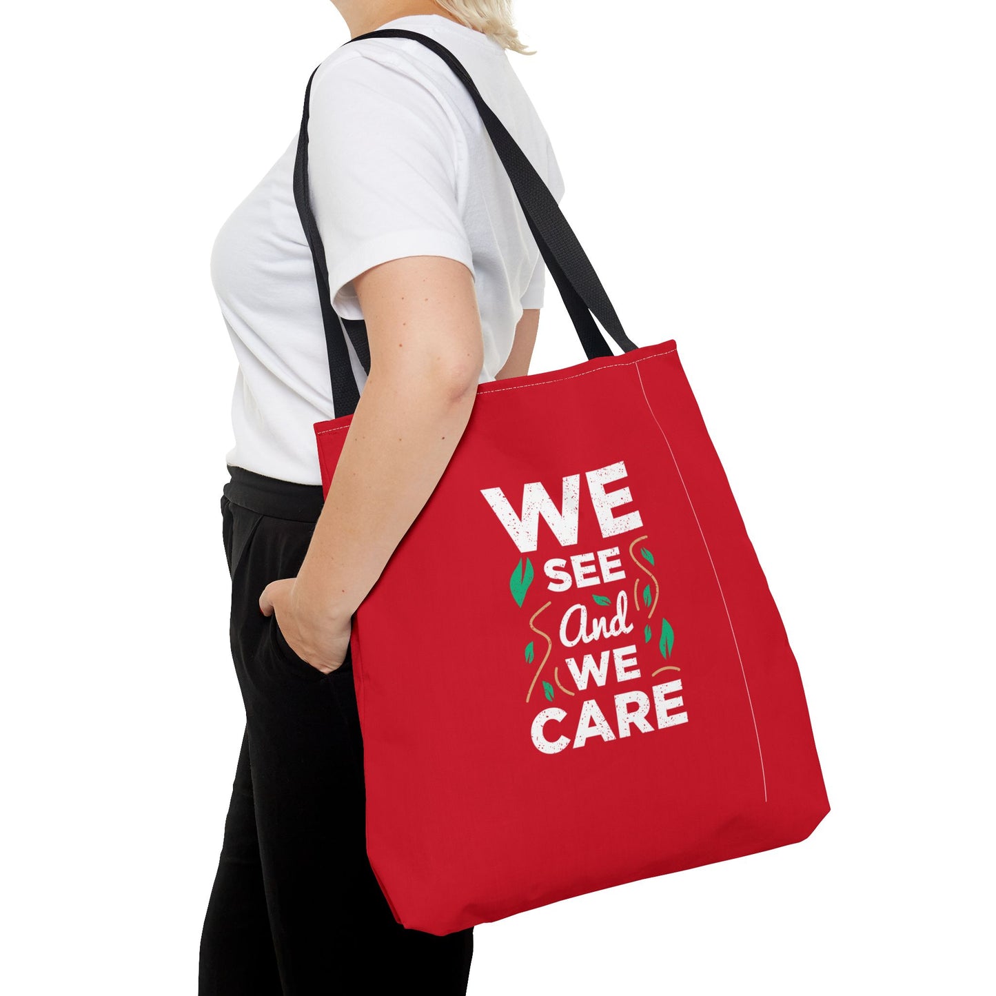 We See And We Care Tote Bag (AOP)