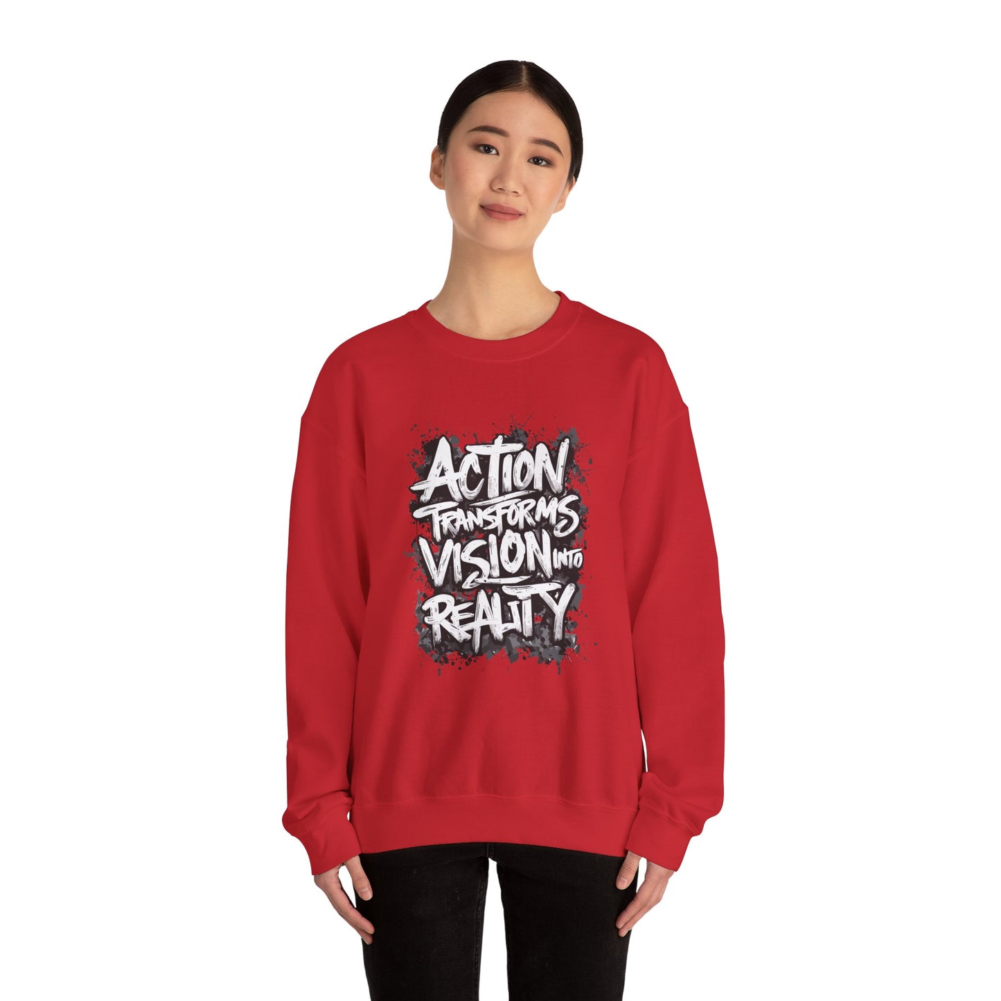 Action Transforms Vision Into Reality Unisex Heavy Blend™ Crewneck Sweatshirt