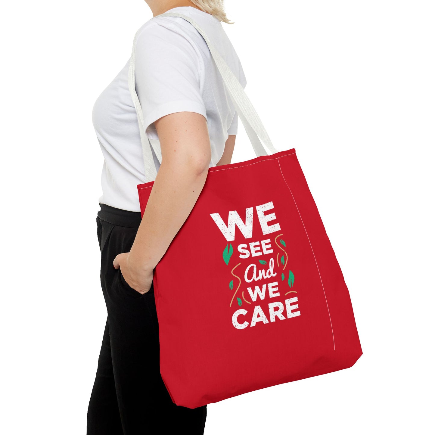 We See And We Care Tote Bag (AOP)