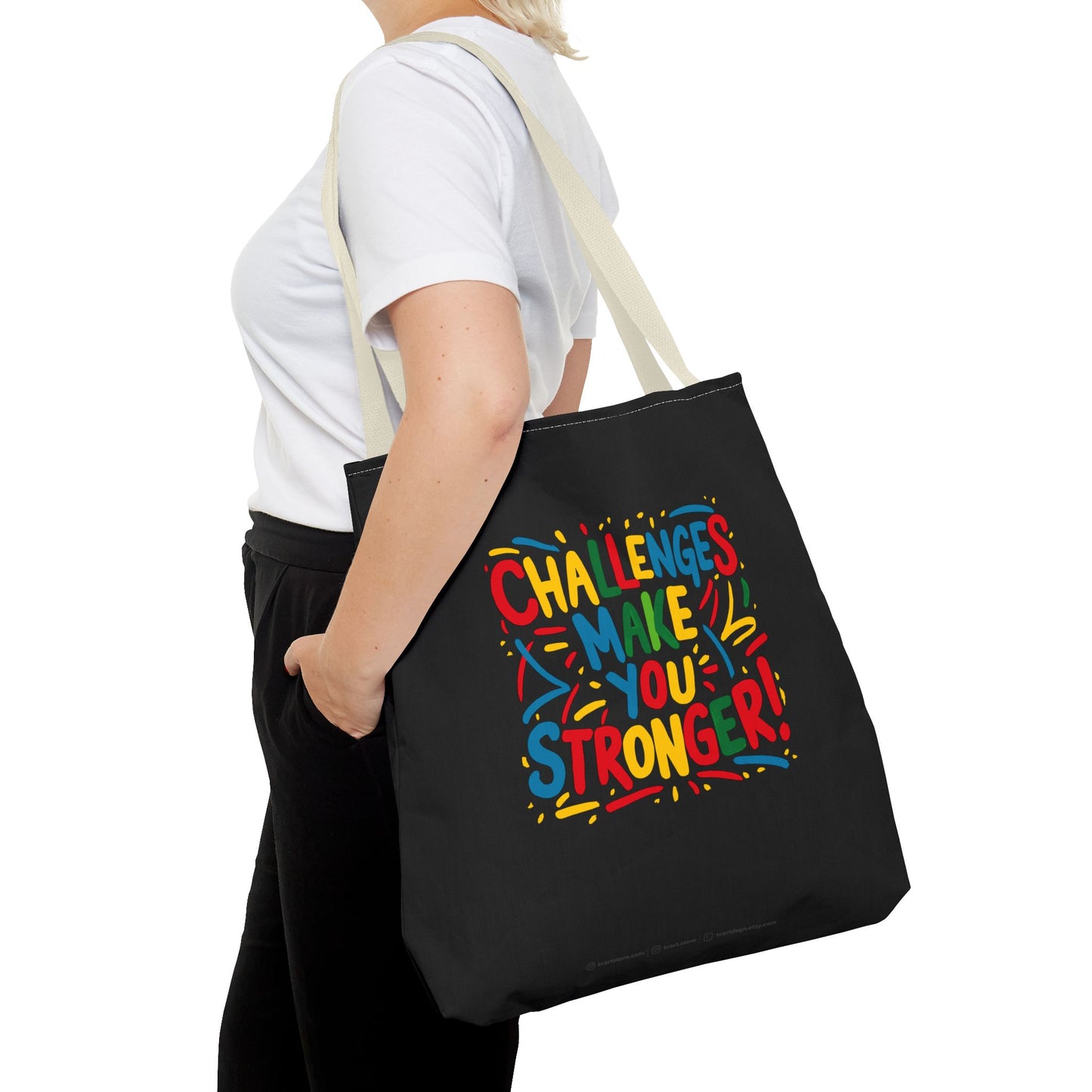 Challenges Make You Stronger! Tote Bag (AOP)
