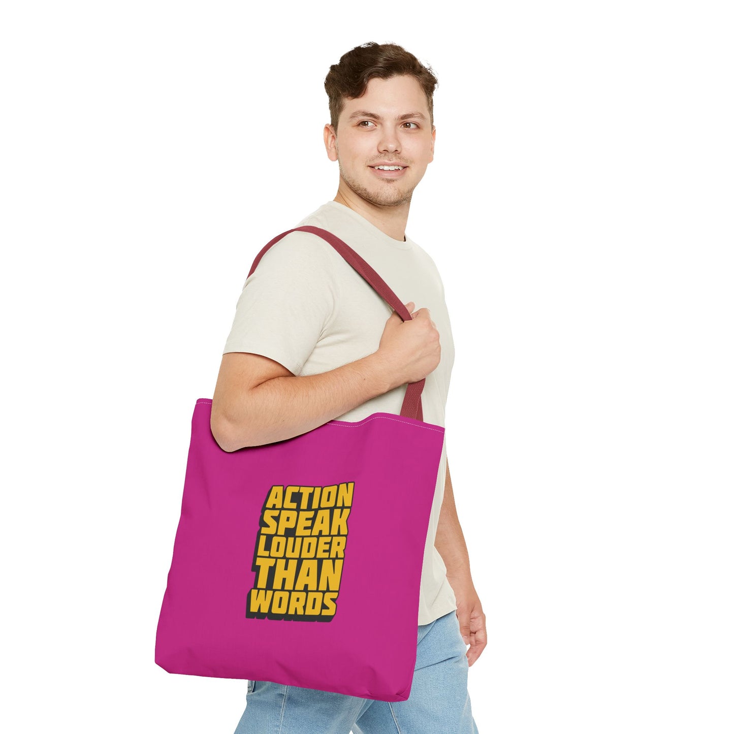 Action Speak Louder Than Words Tote Bag (AOP)