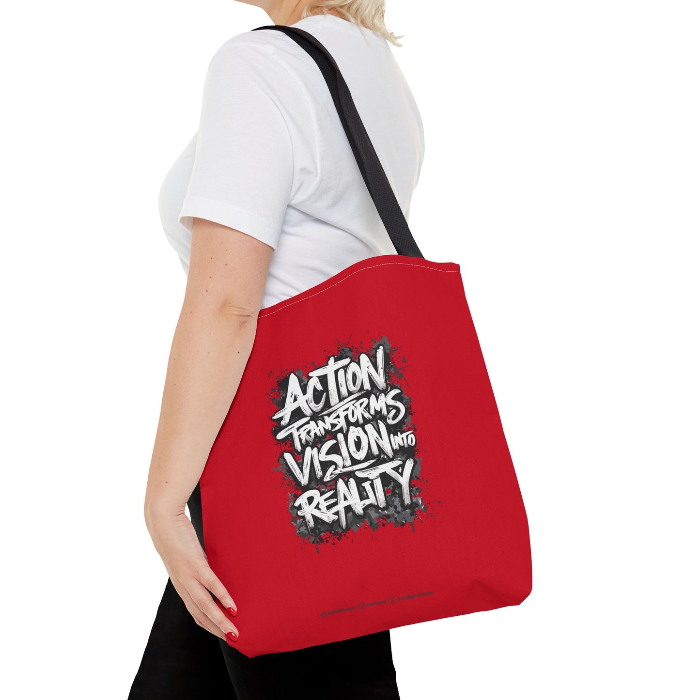 Action Transforms Vision Into Reality Tote Bag (AOP)