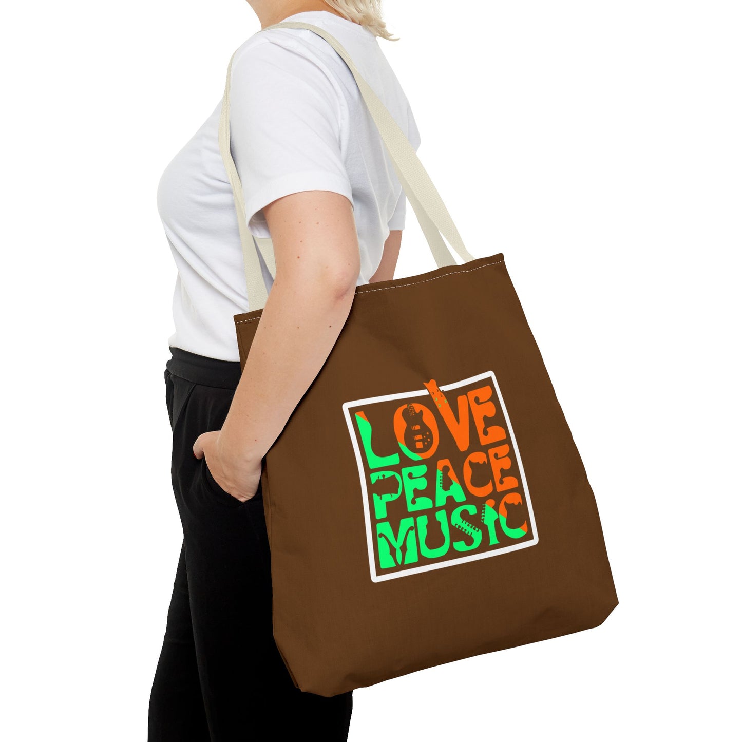 Love Peace Music Tote Bag (AOP)