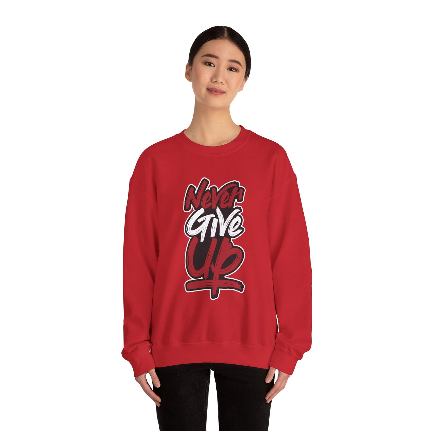 Never Give Up Unisex Heavy Blend™ Crewneck Sweatshirt