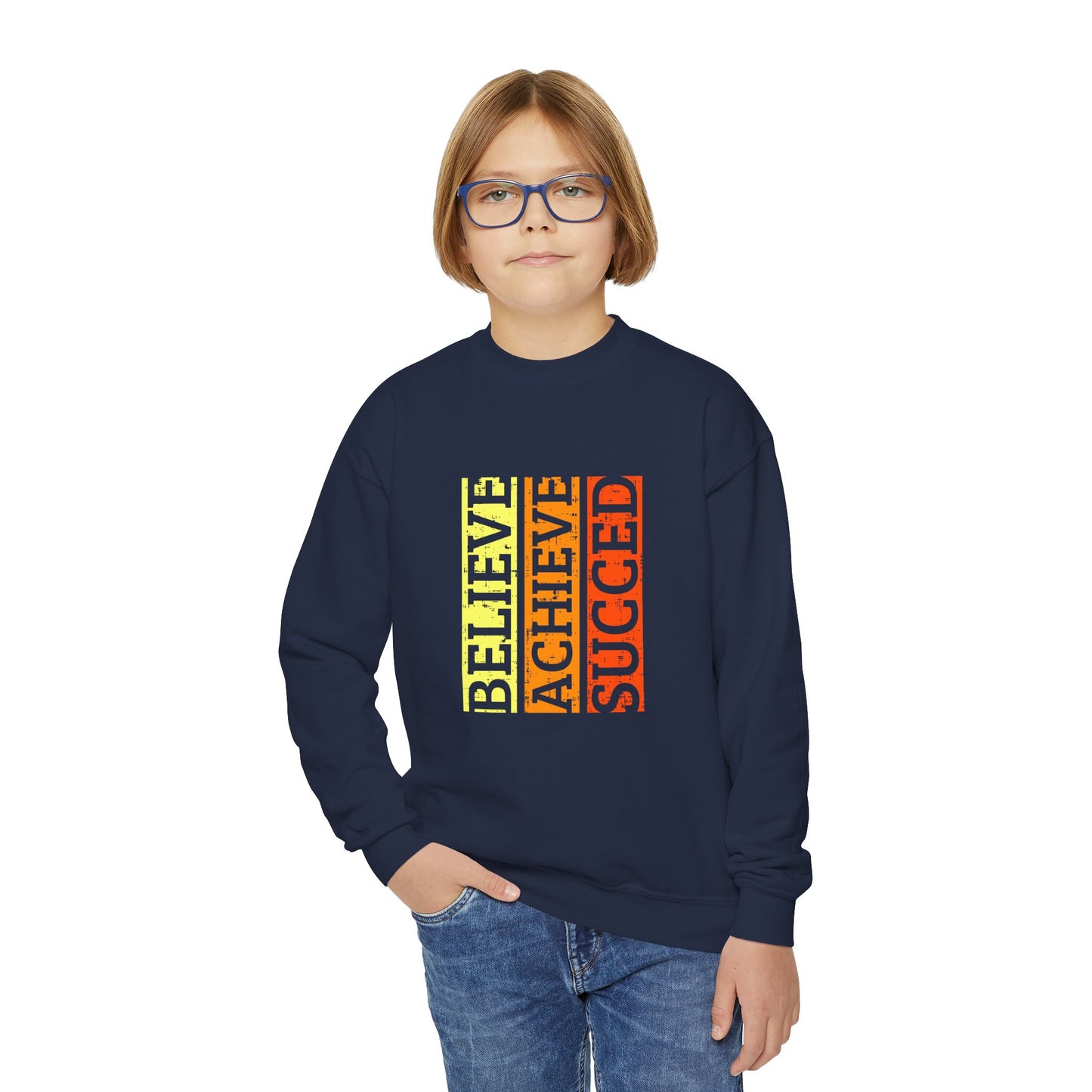 Believe Achieve Succed Youth Crewneck Sweatshirt