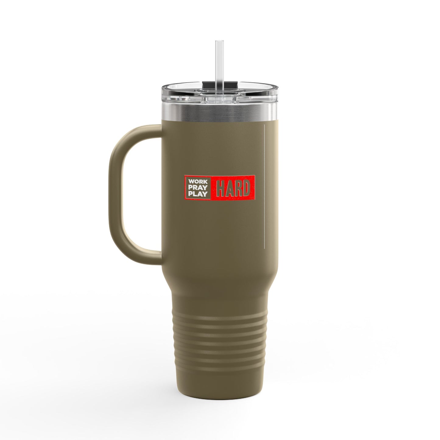 Work Hard Pray Hard Play Hard Insulated Travel Mug, 40oz