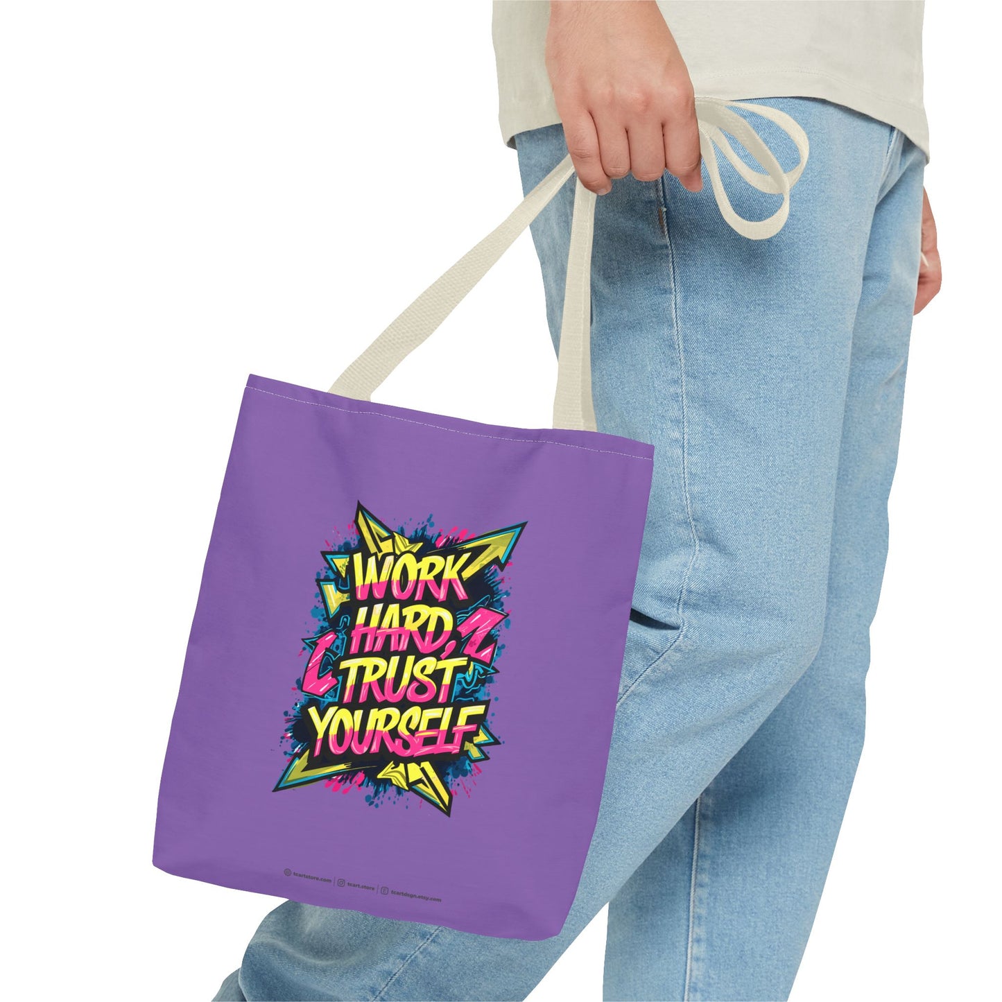Work Hard Trust Yourself Tote Bag (AOP)