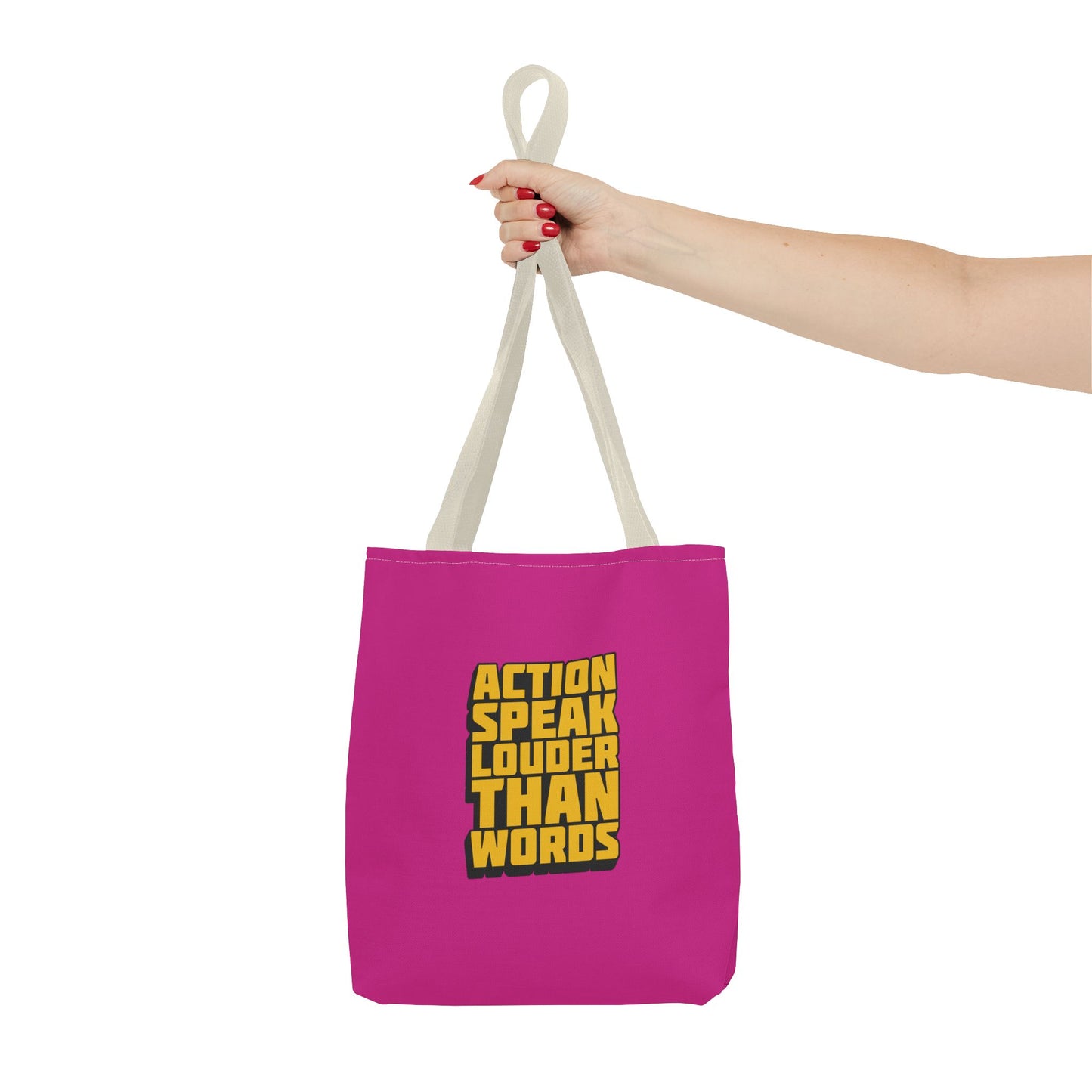 Action Speak Louder Than Words Tote Bag (AOP)