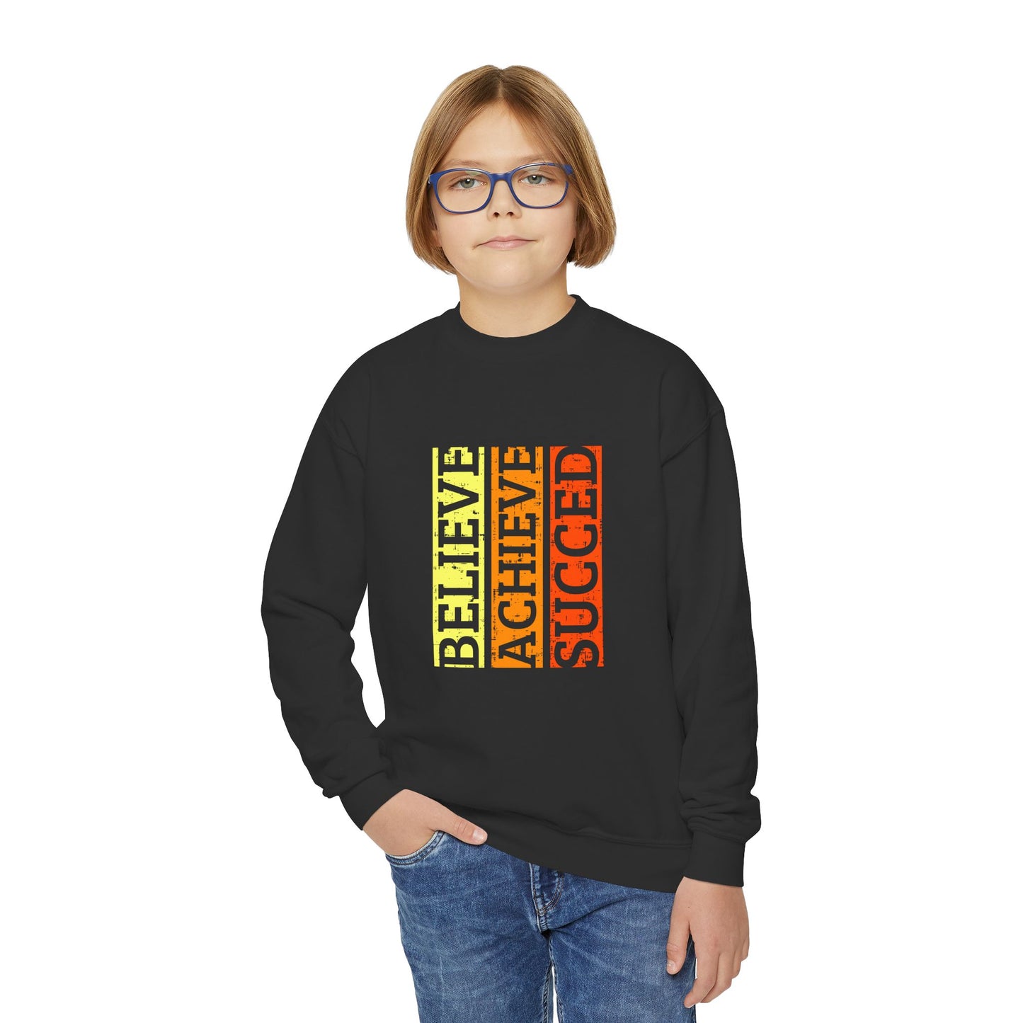 Believe Achieve Succed Youth Crewneck Sweatshirt
