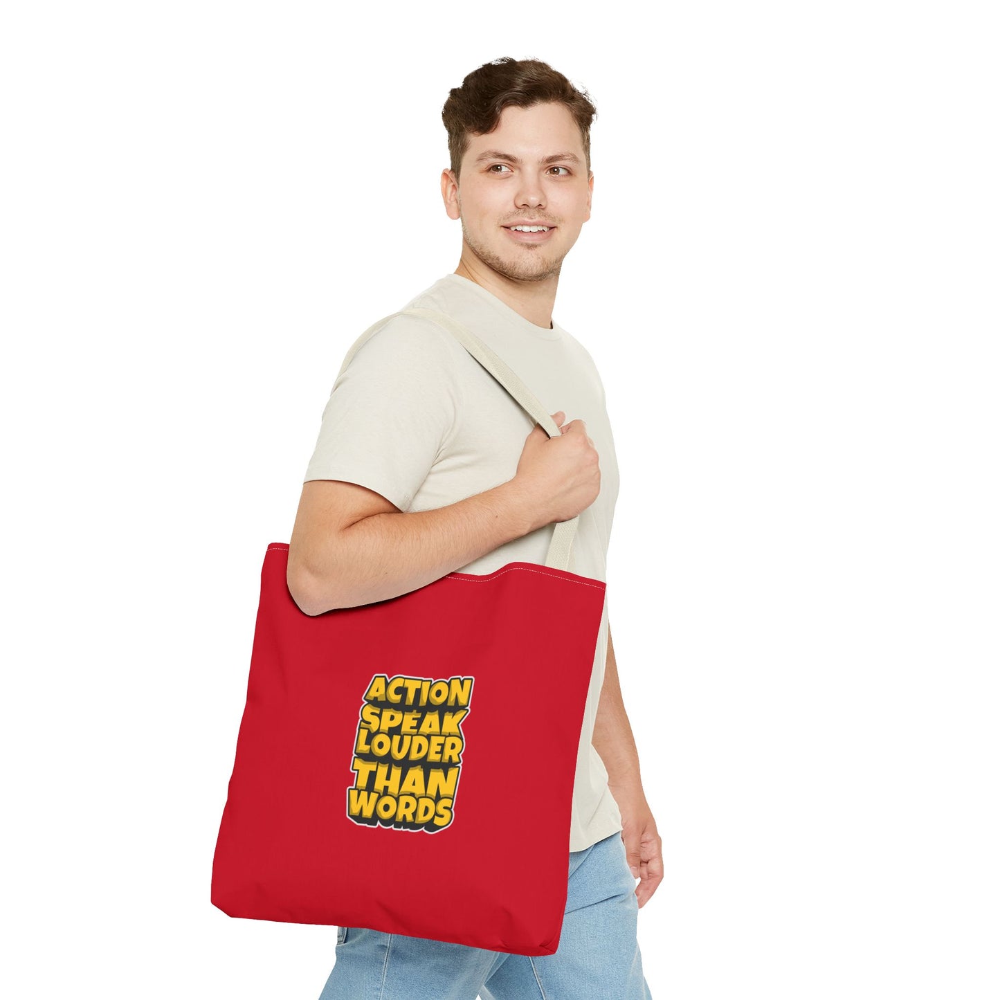 Action Speak Louder Than Words Tote Bag (AOP)