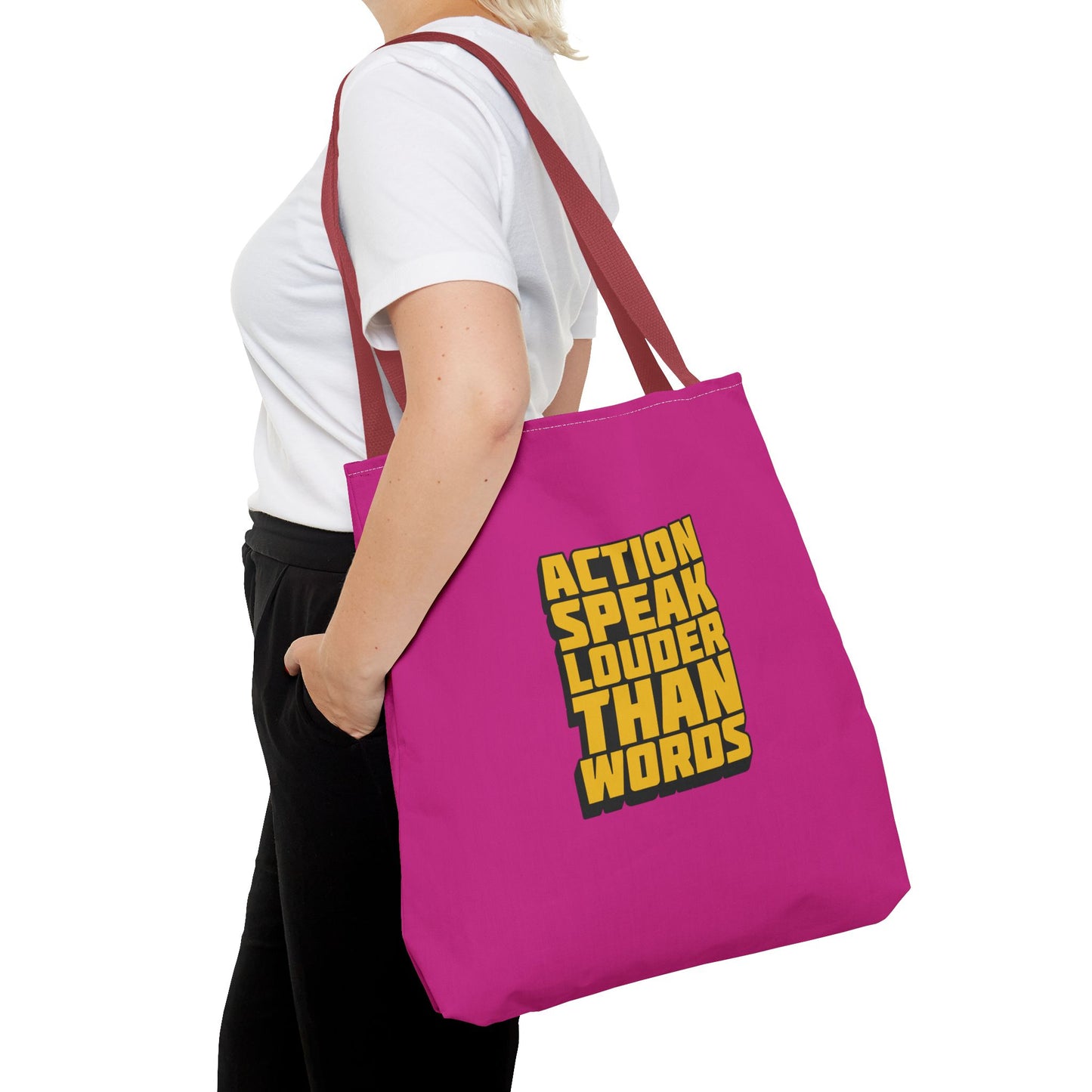 Action Speak Louder Than Words Tote Bag (AOP)