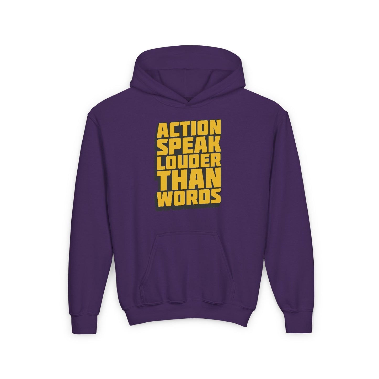 Action Speak Louder Than Words Youth Heavy Blend Hooded Sweatshirt