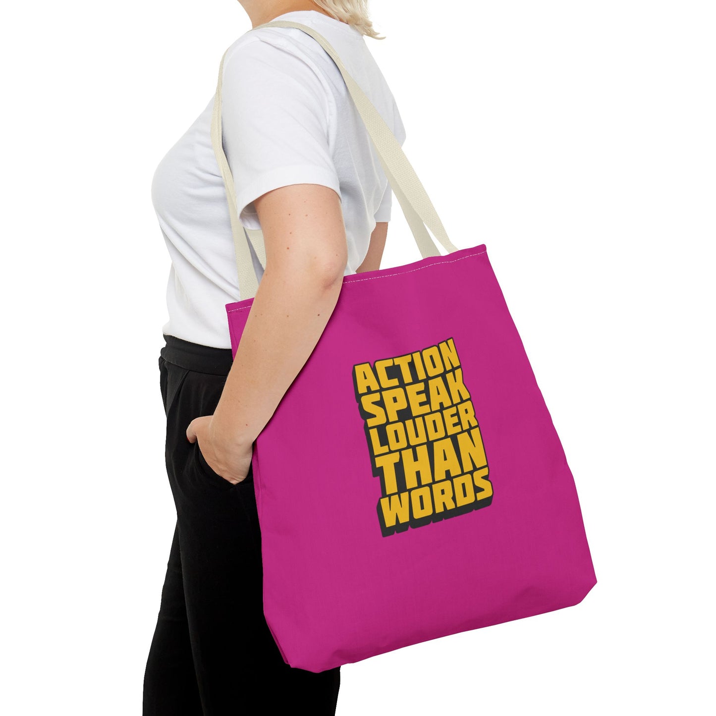 Action Speak Louder Than Words Tote Bag (AOP)