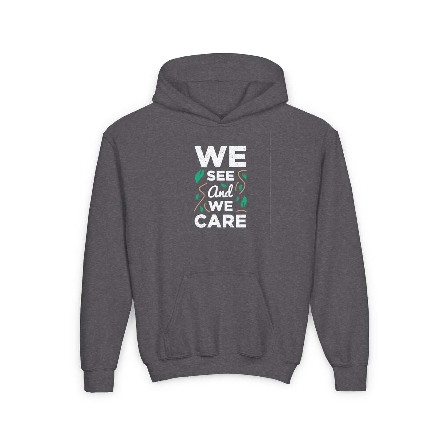 We See And We Care Youth Heavy Blend Hooded Sweatshirt