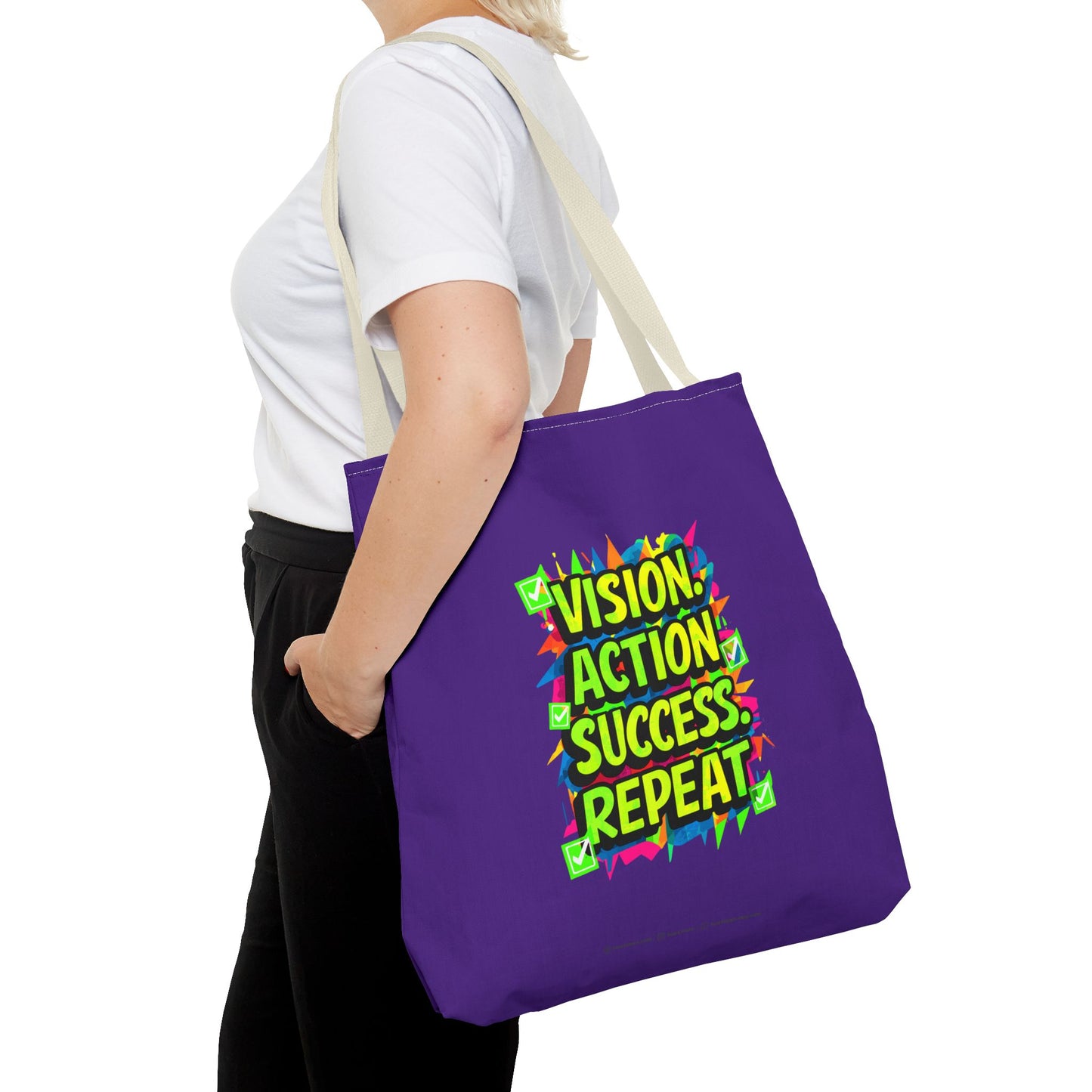 Vision Action Success Repeat Tote Bag (AOP)