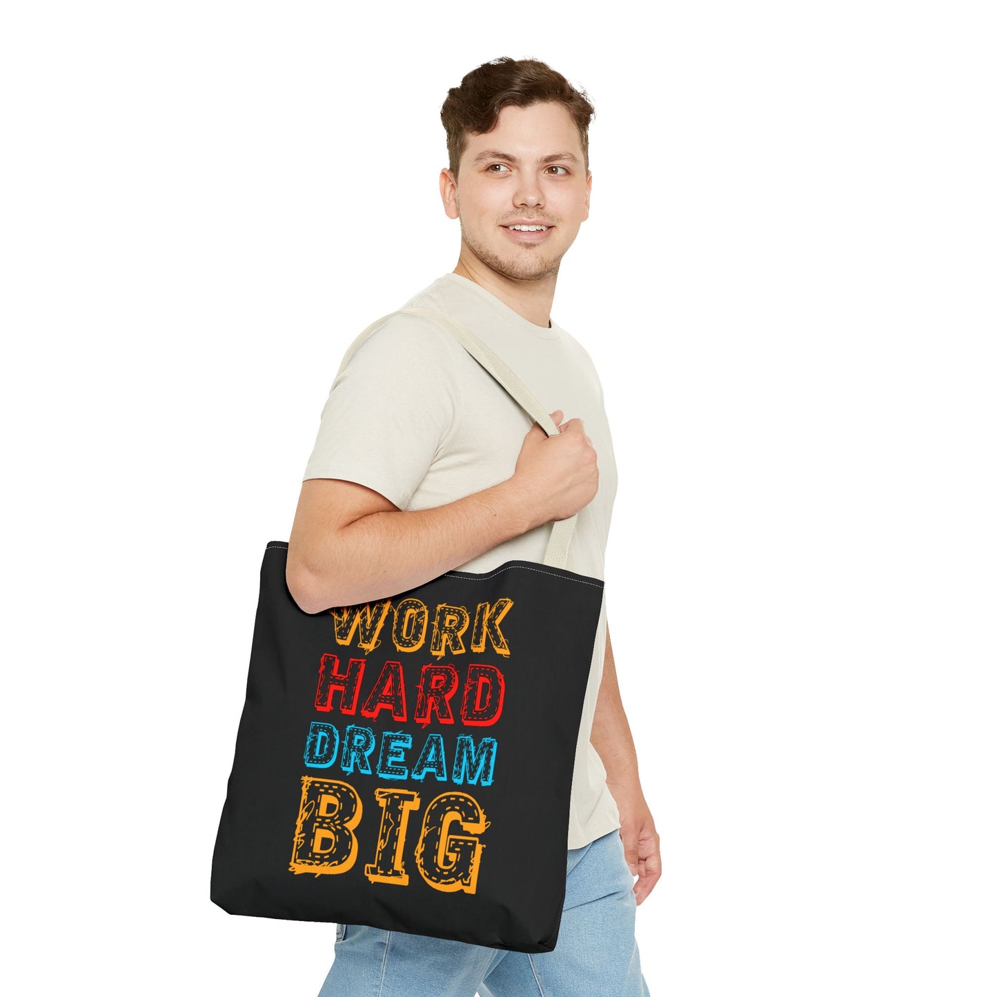 Work Hard Dream Big Tote Bag (AOP)