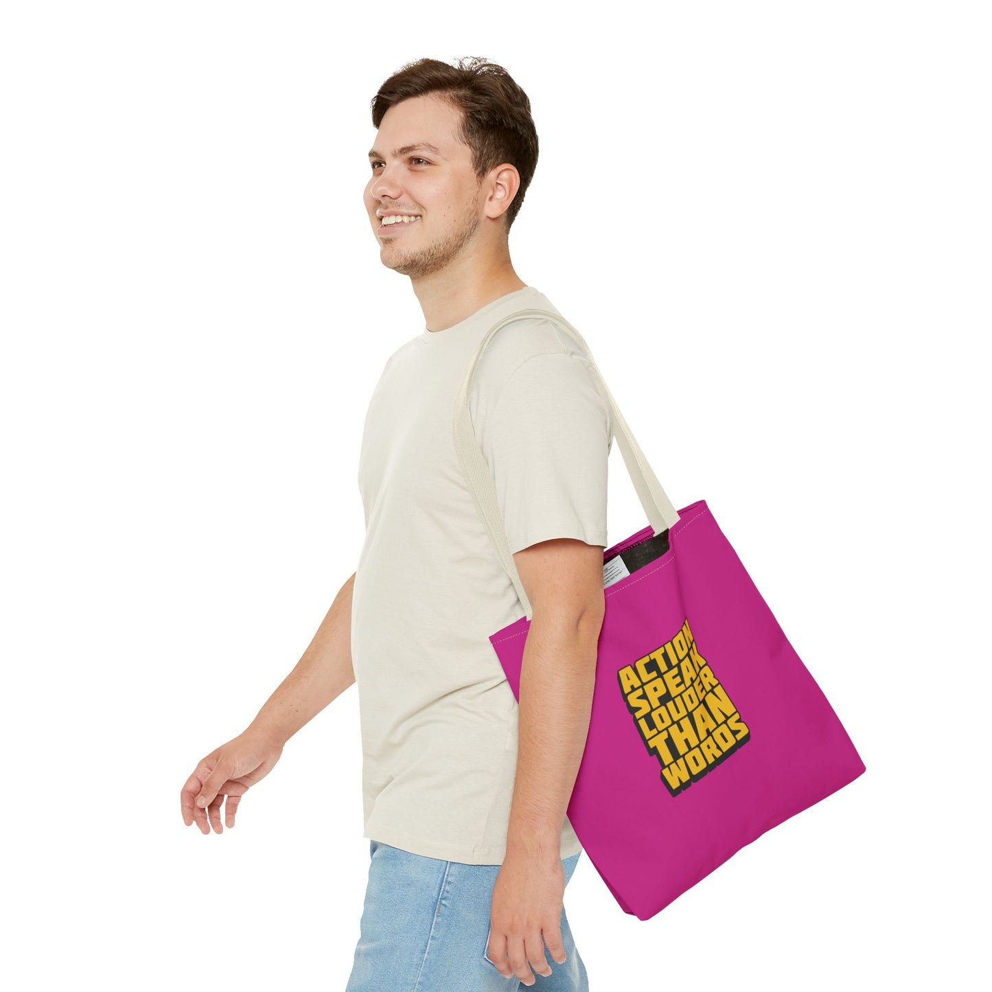 Action Speak Louder Than Words Tote Bag (AOP)