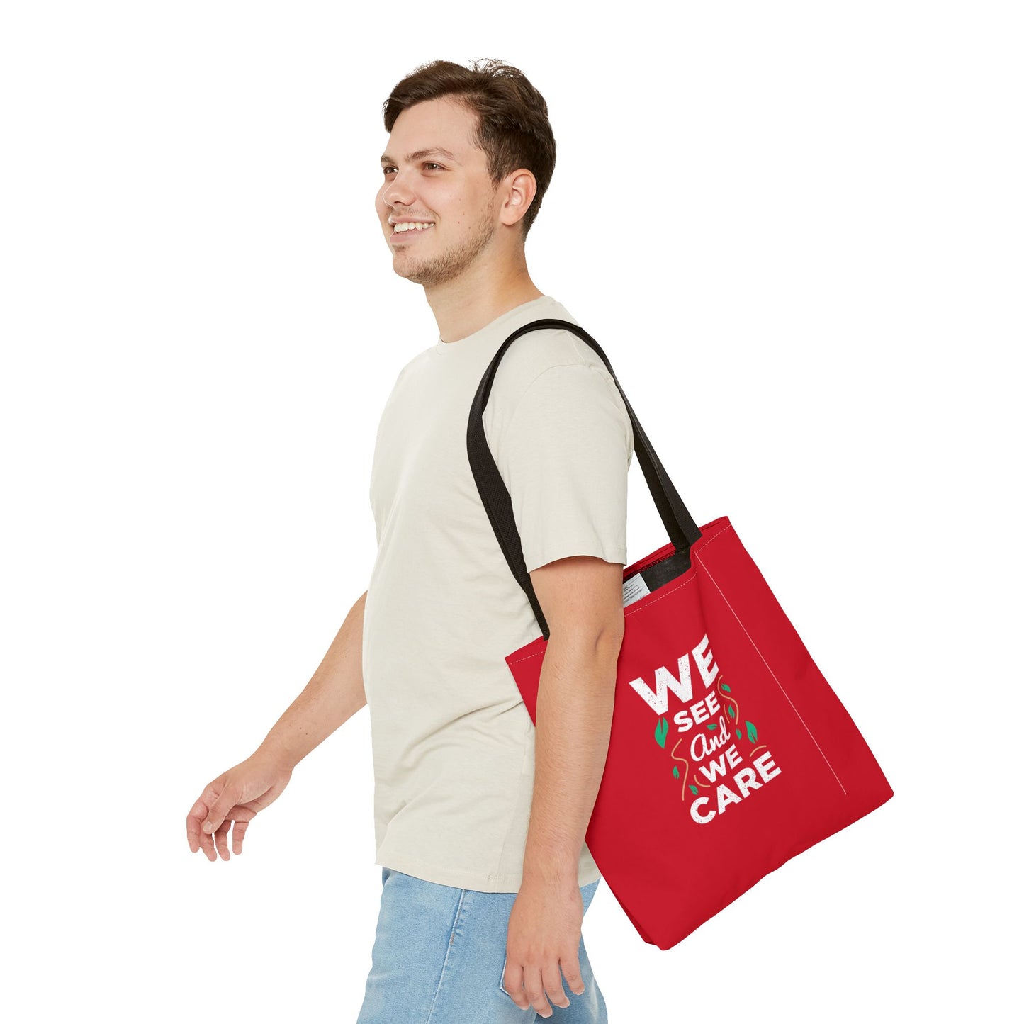 We See And We Care Tote Bag (AOP)
