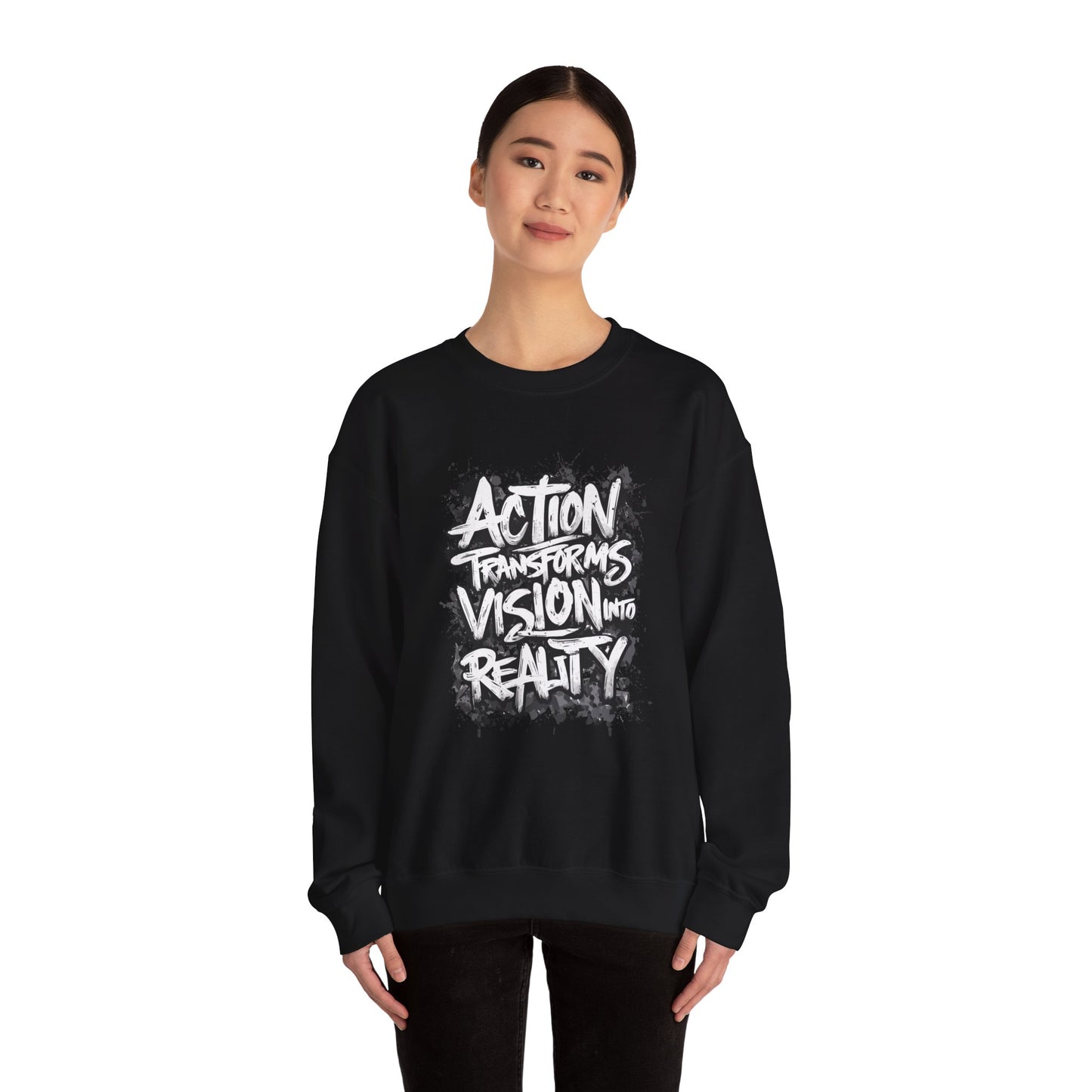 Action Transforms Vision Into Reality Unisex Heavy Blend™ Crewneck Sweatshirt