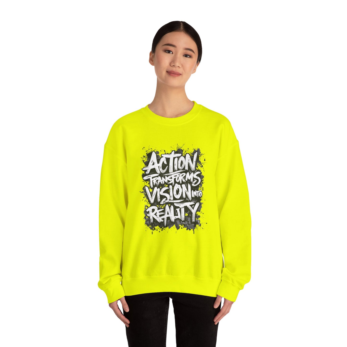 Action Transforms Vision Into Reality Unisex Heavy Blend™ Crewneck Sweatshirt
