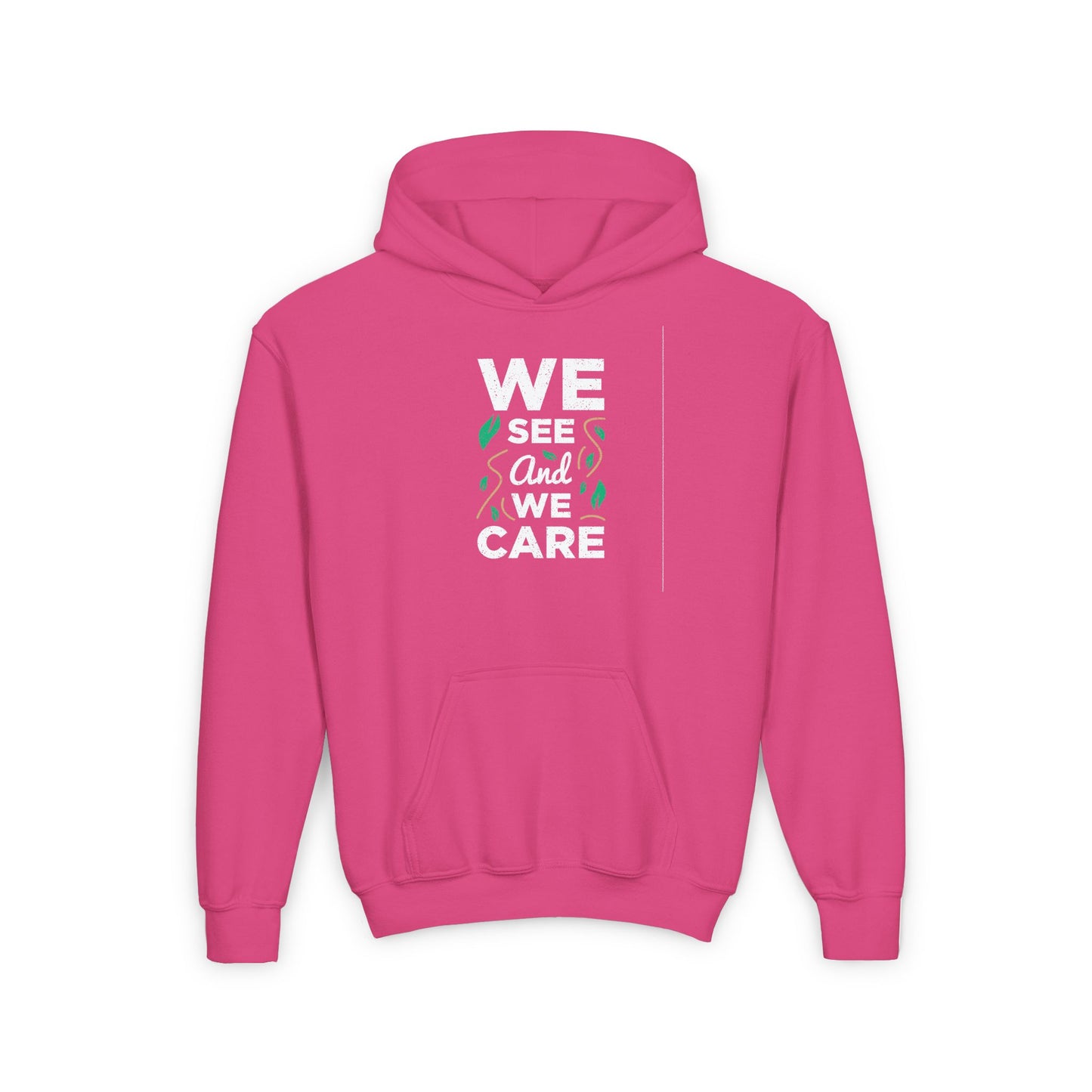 We See And We Care Youth Heavy Blend Hooded Sweatshirt
