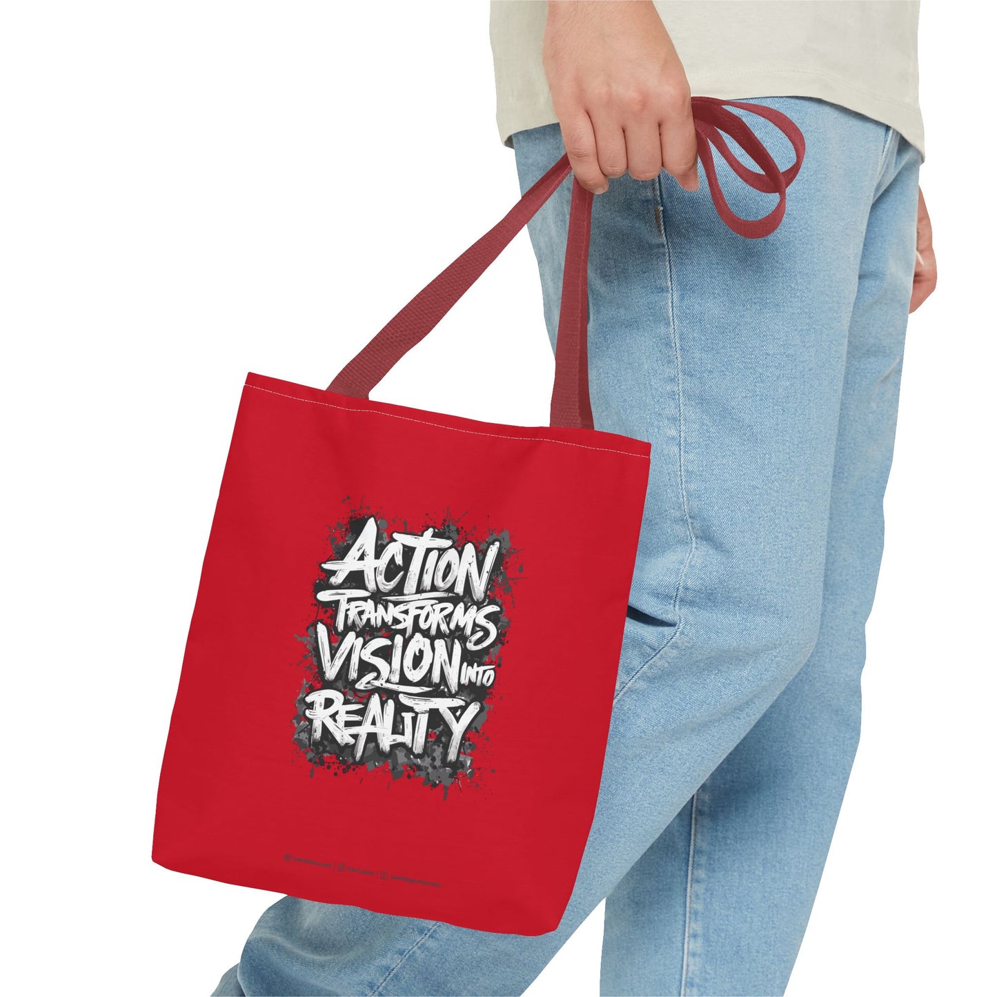 Action Transforms Vision Into Reality Tote Bag (AOP)