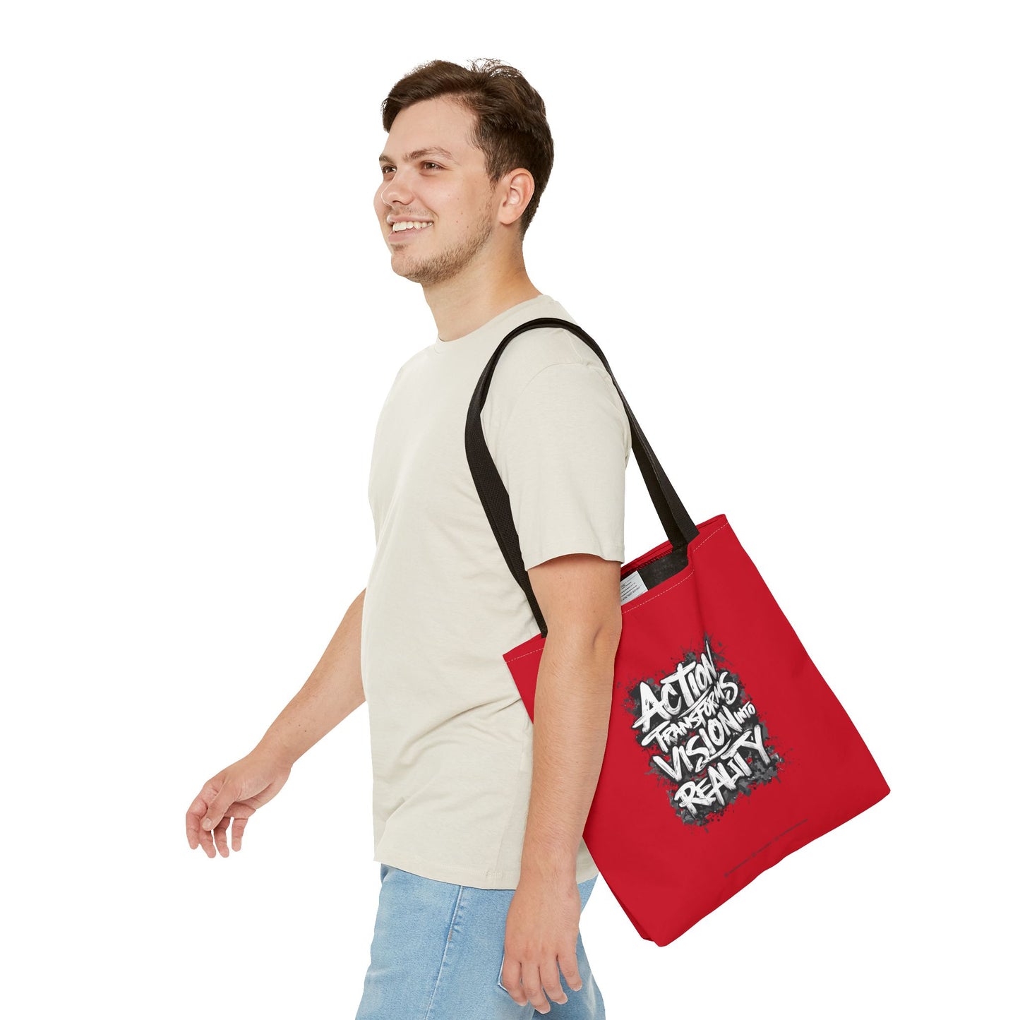 Action Transforms Vision Into Reality Tote Bag (AOP)
