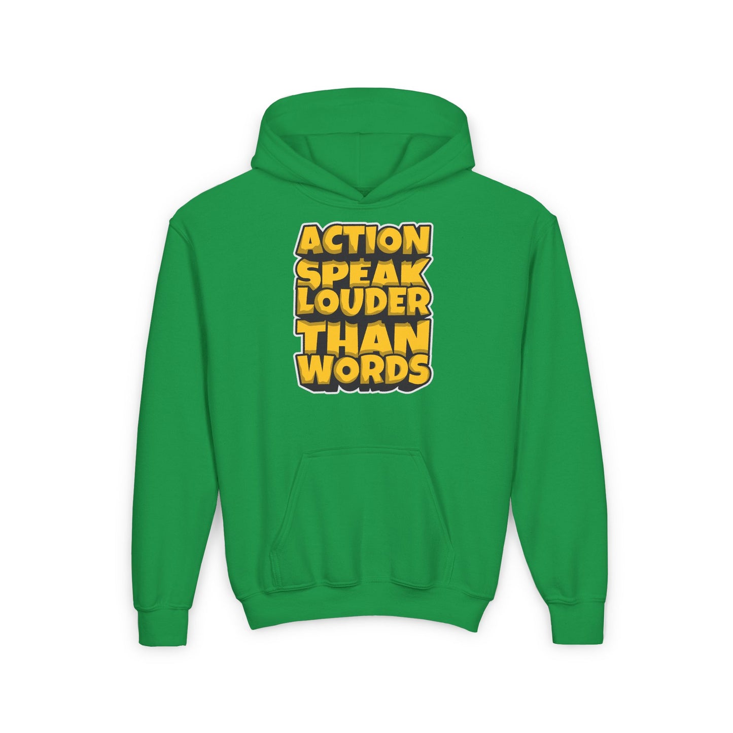 Action Speak Louder Than Words Youth Heavy Blend Hooded Sweatshirt