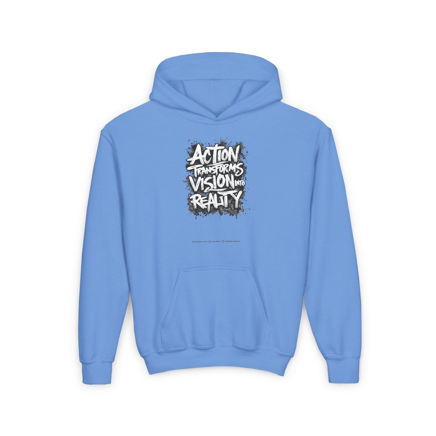 Action Transforms Vision Into Reality Youth Heavy Blend Hooded Sweatshirt