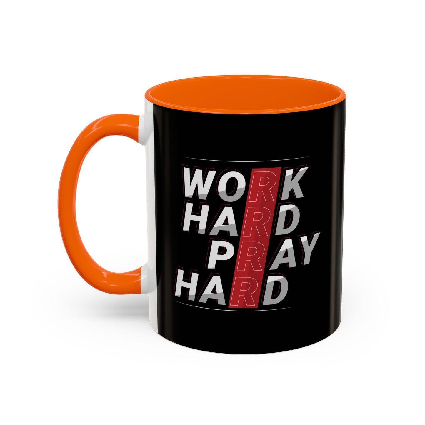 Work Hard Pray Hard Accent Coffee Mug (11, 15oz)