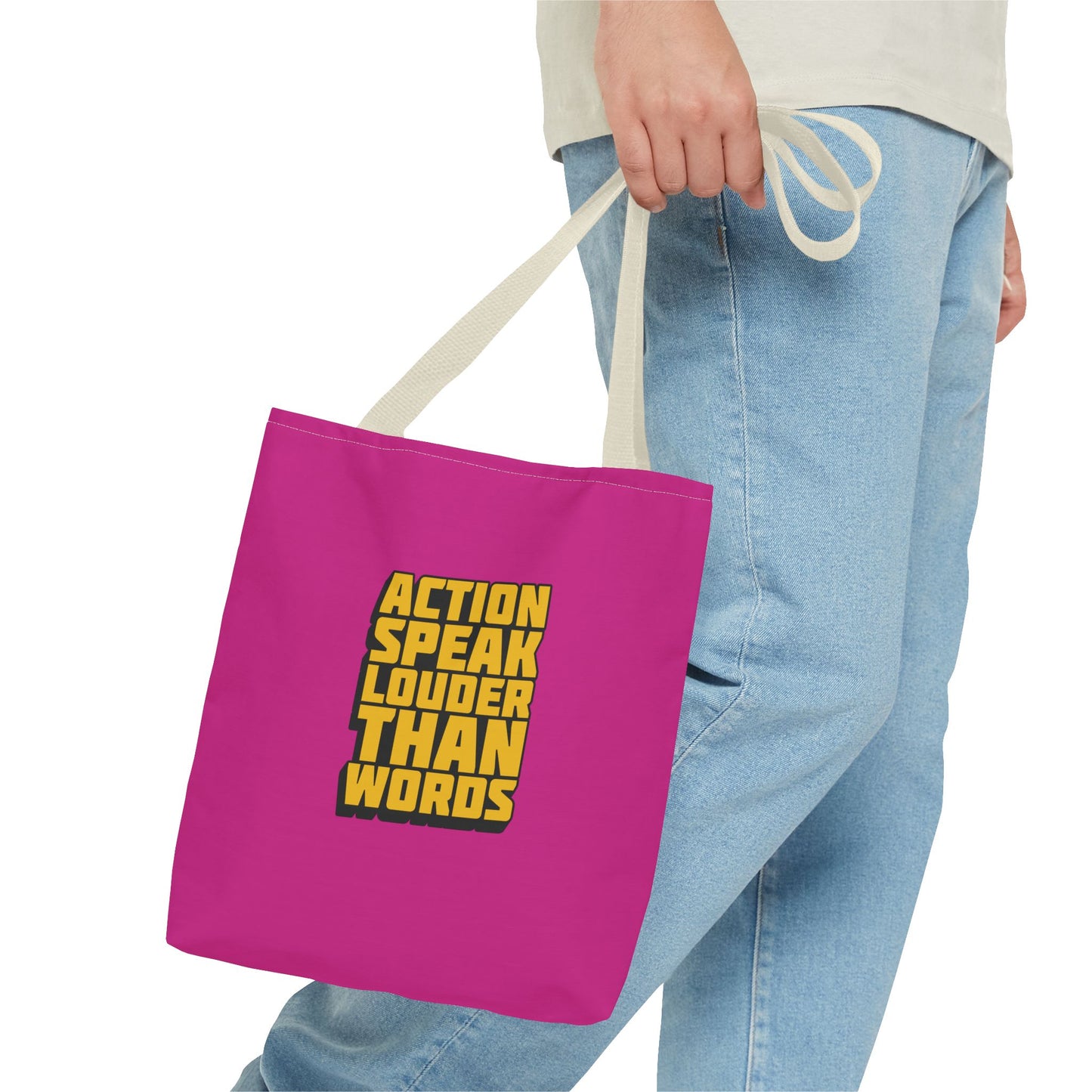Action Speak Louder Than Words Tote Bag (AOP)