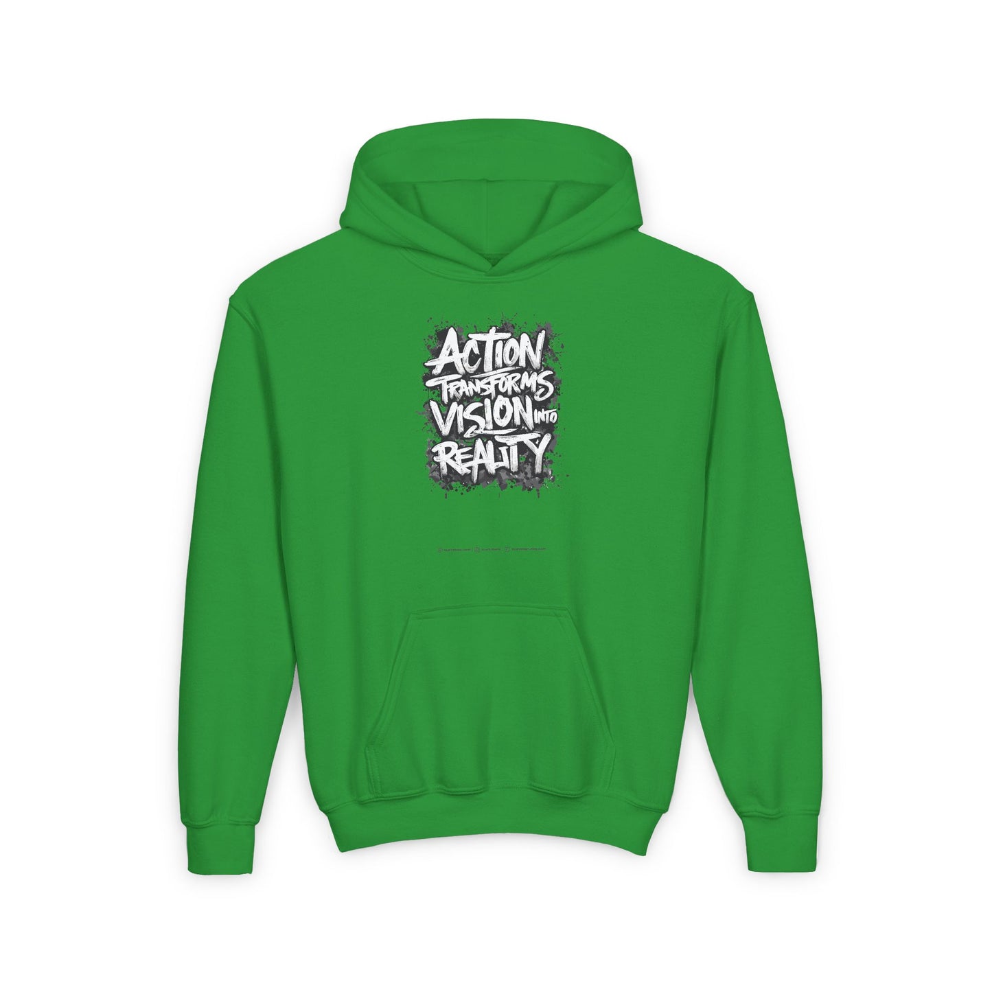 Action Transforms Vision Into Reality Youth Heavy Blend Hooded Sweatshirt