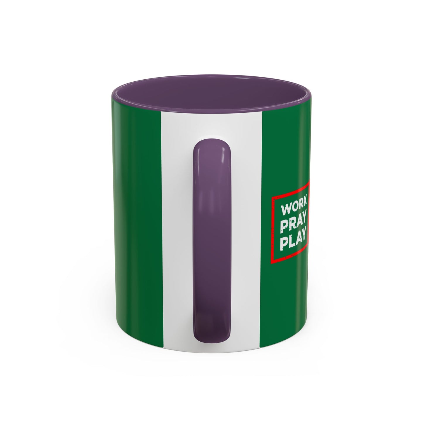 Work Hard Pray Hard Play Hard Accent Coffee Mug (11, 15oz)