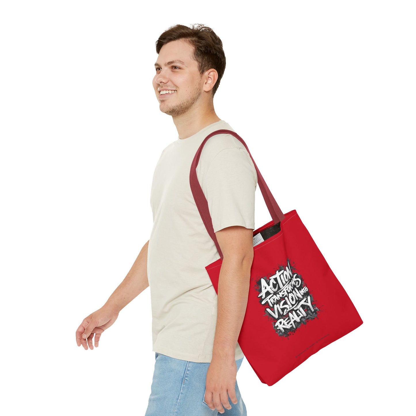 Action Transforms Vision Into Reality Tote Bag (AOP)