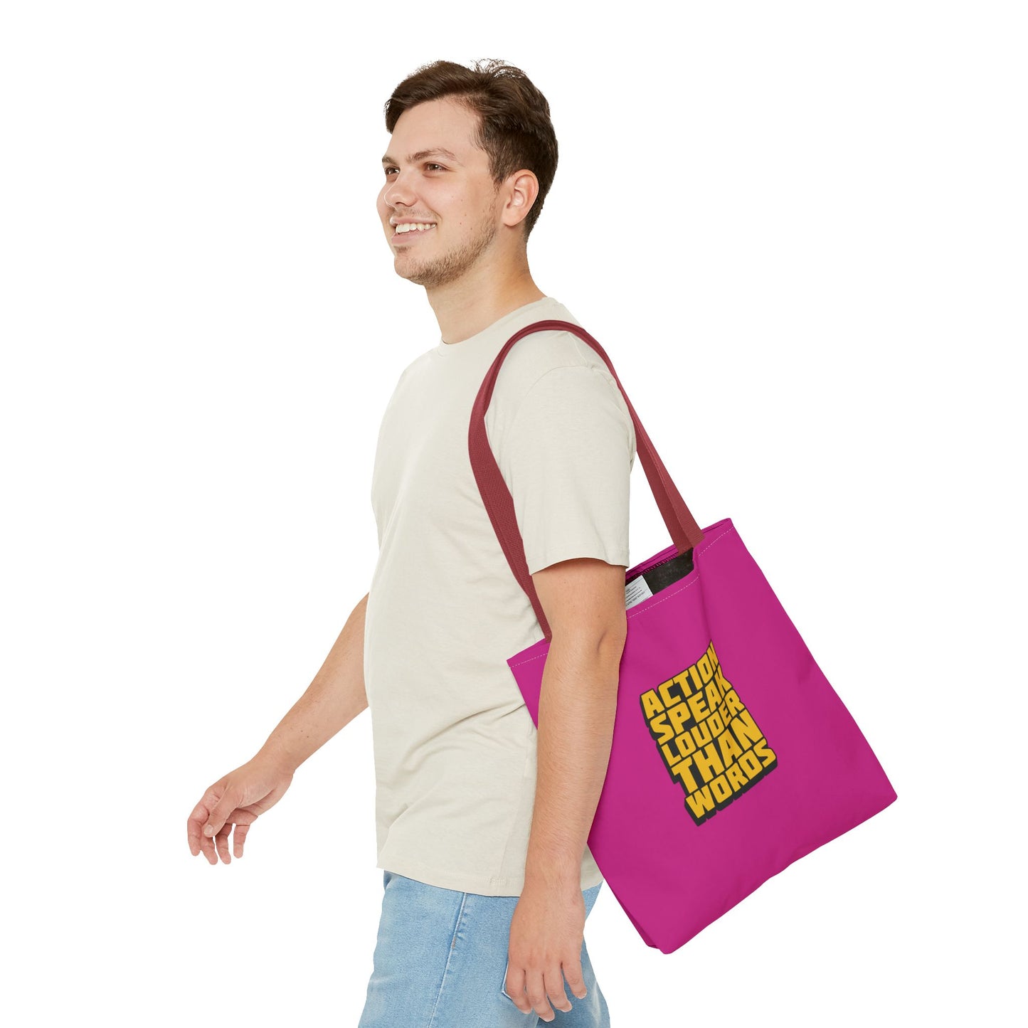 Action Speak Louder Than Words Tote Bag (AOP)