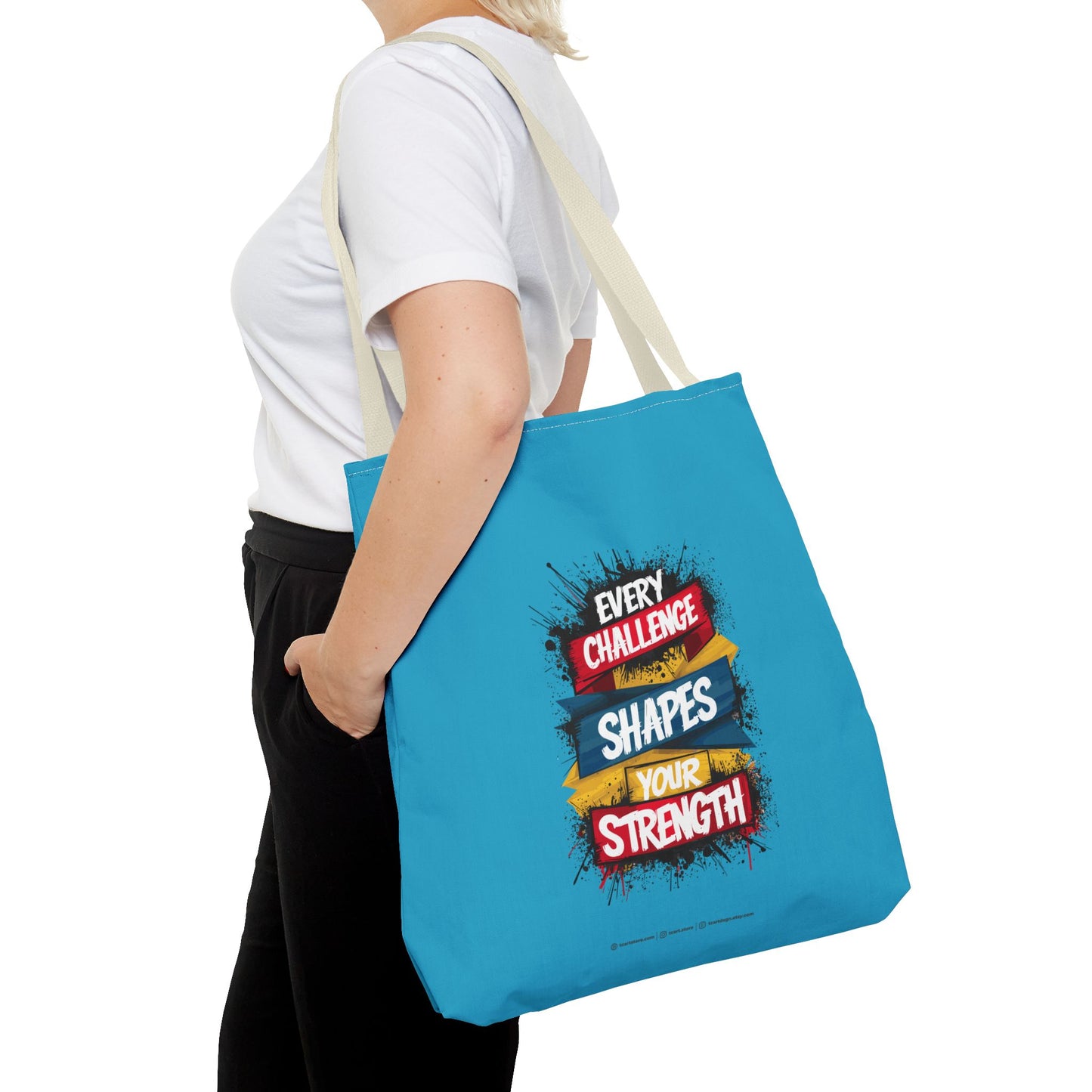 Every Challenge Shapes Your Strength Tote Bag (AOP)