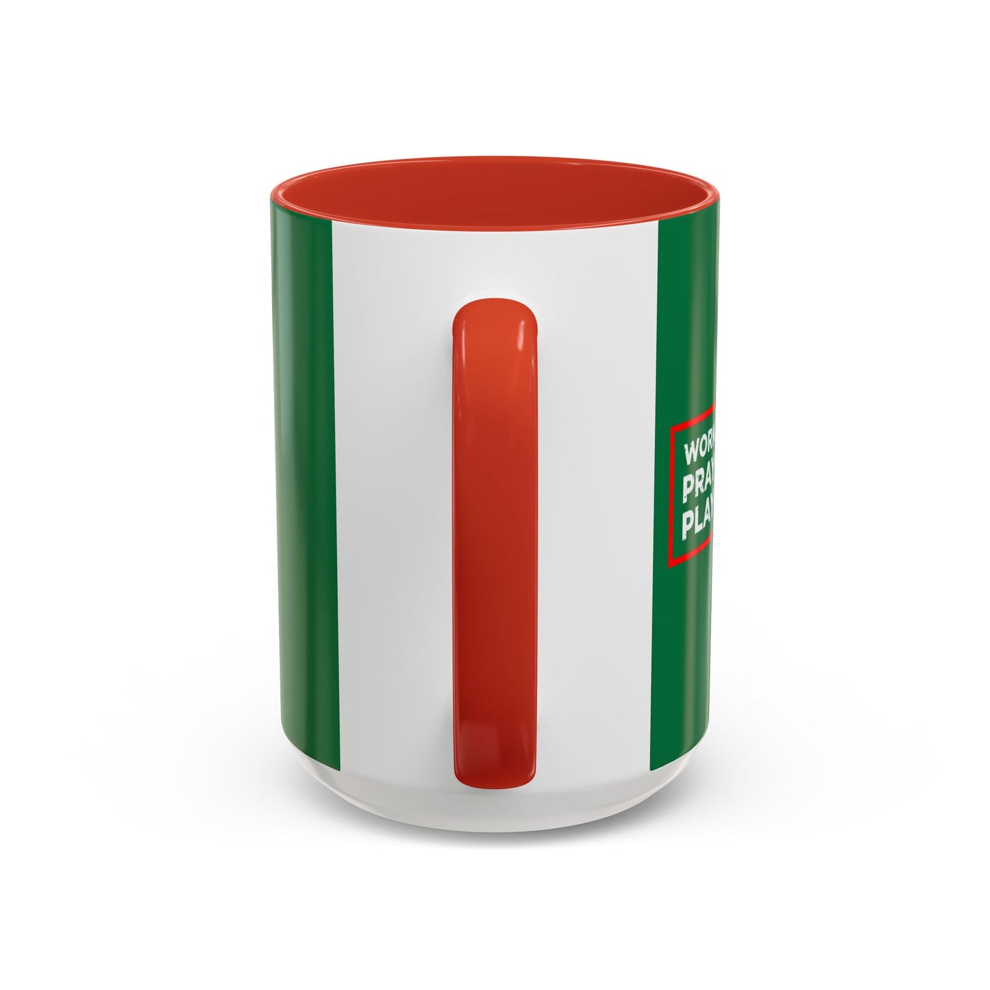 Work Hard Pray Hard Play Hard Accent Coffee Mug (11, 15oz)