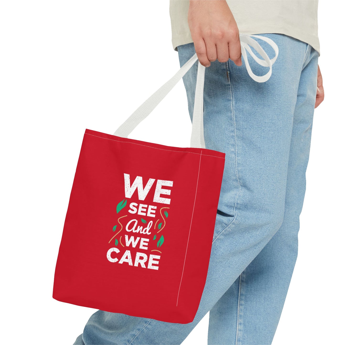 We See And We Care Tote Bag (AOP)