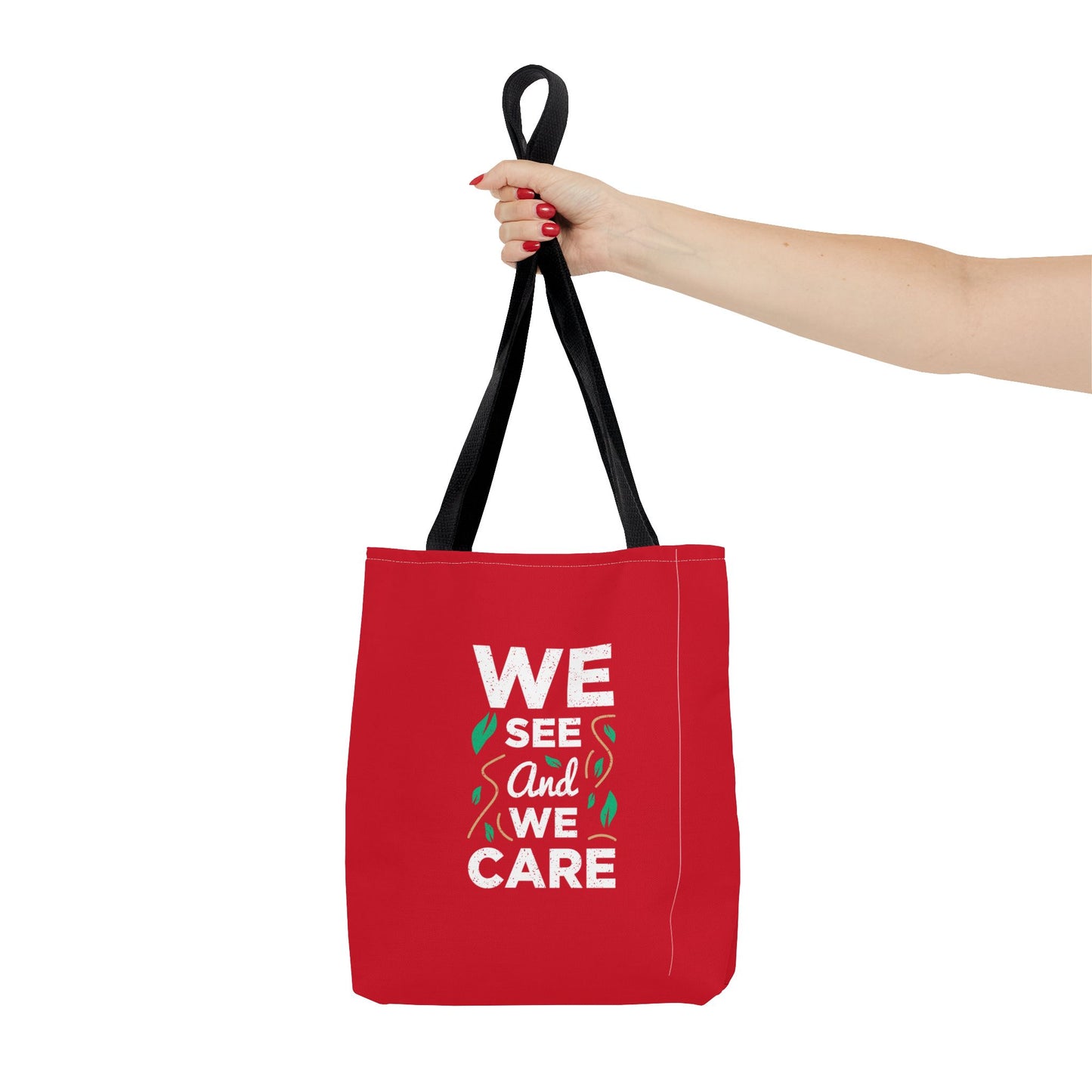 We See And We Care Tote Bag (AOP)