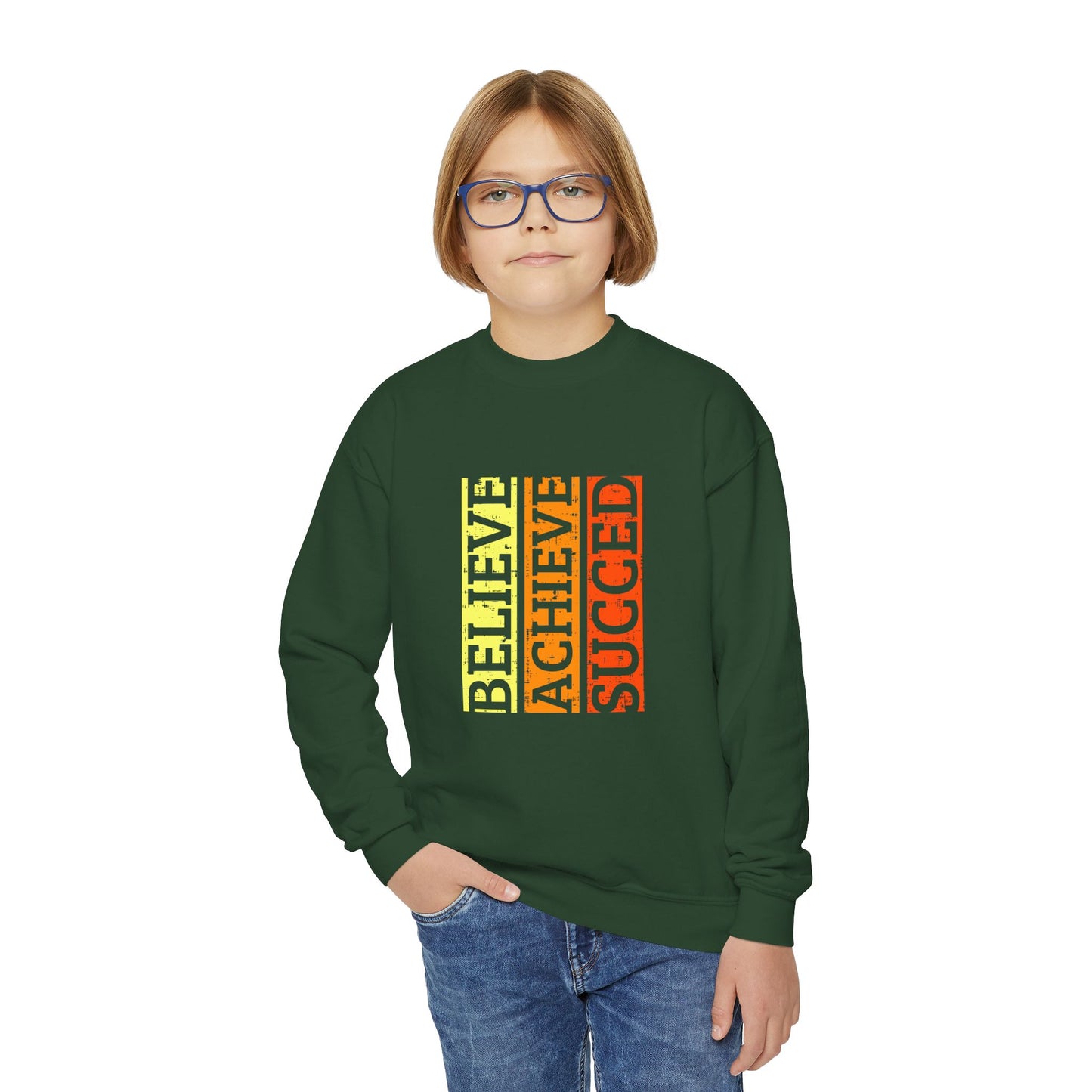 Believe Achieve Succed Youth Crewneck Sweatshirt