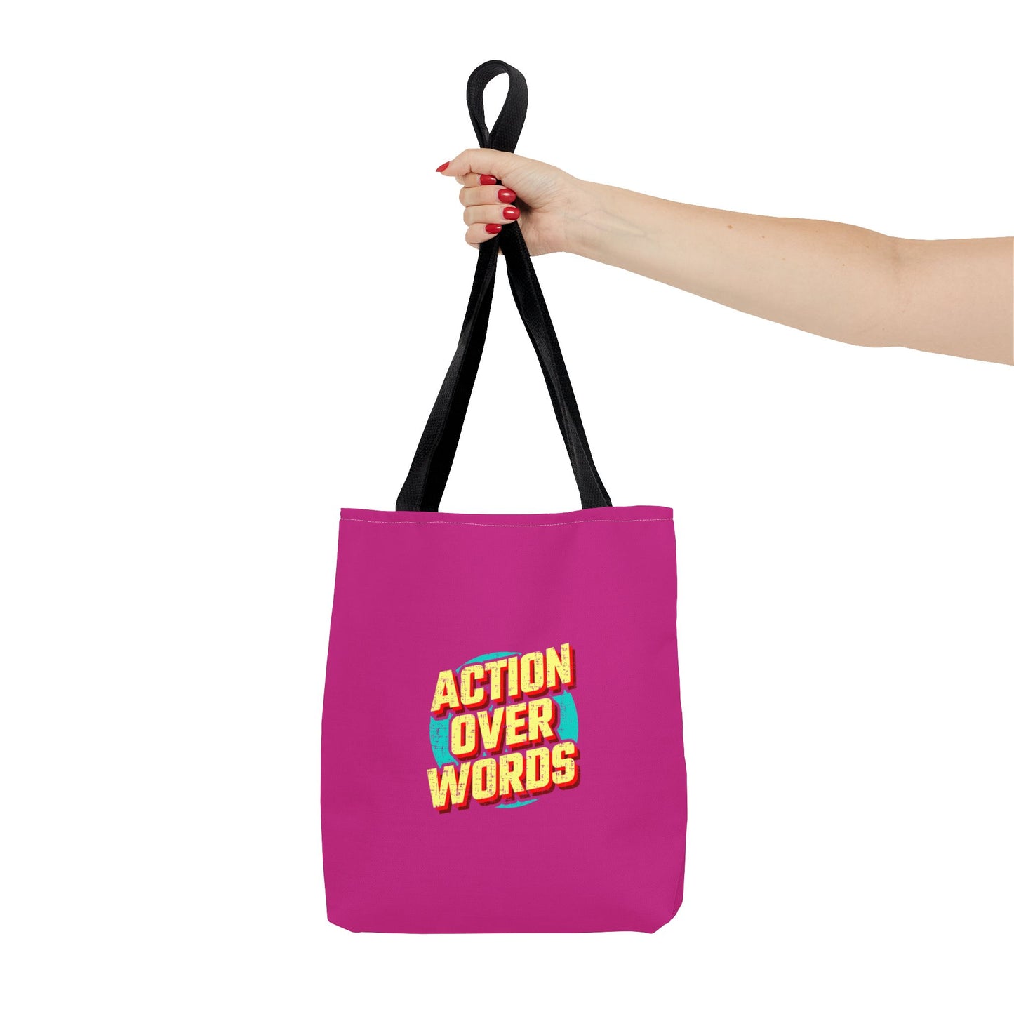 Action Over Words Tote Bag (AOP)