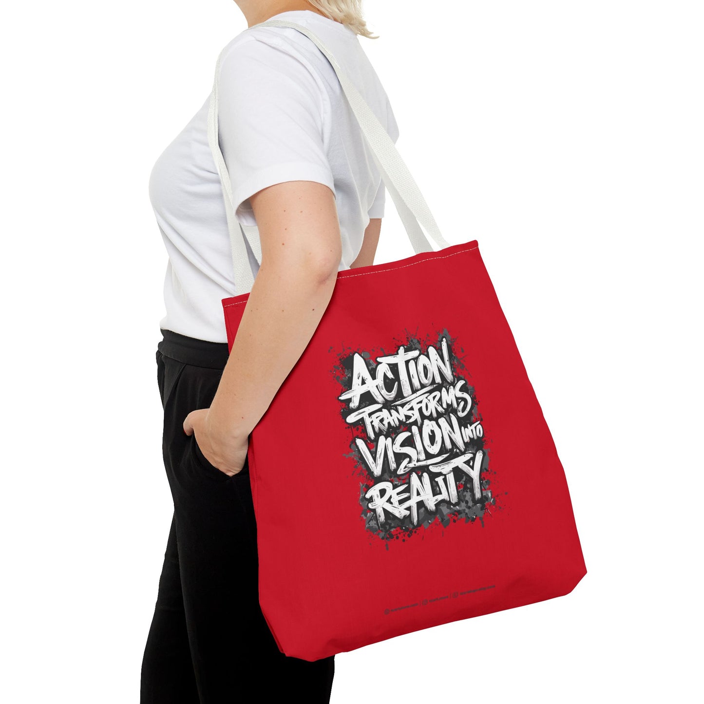 Action Transforms Vision Into Reality Tote Bag (AOP)