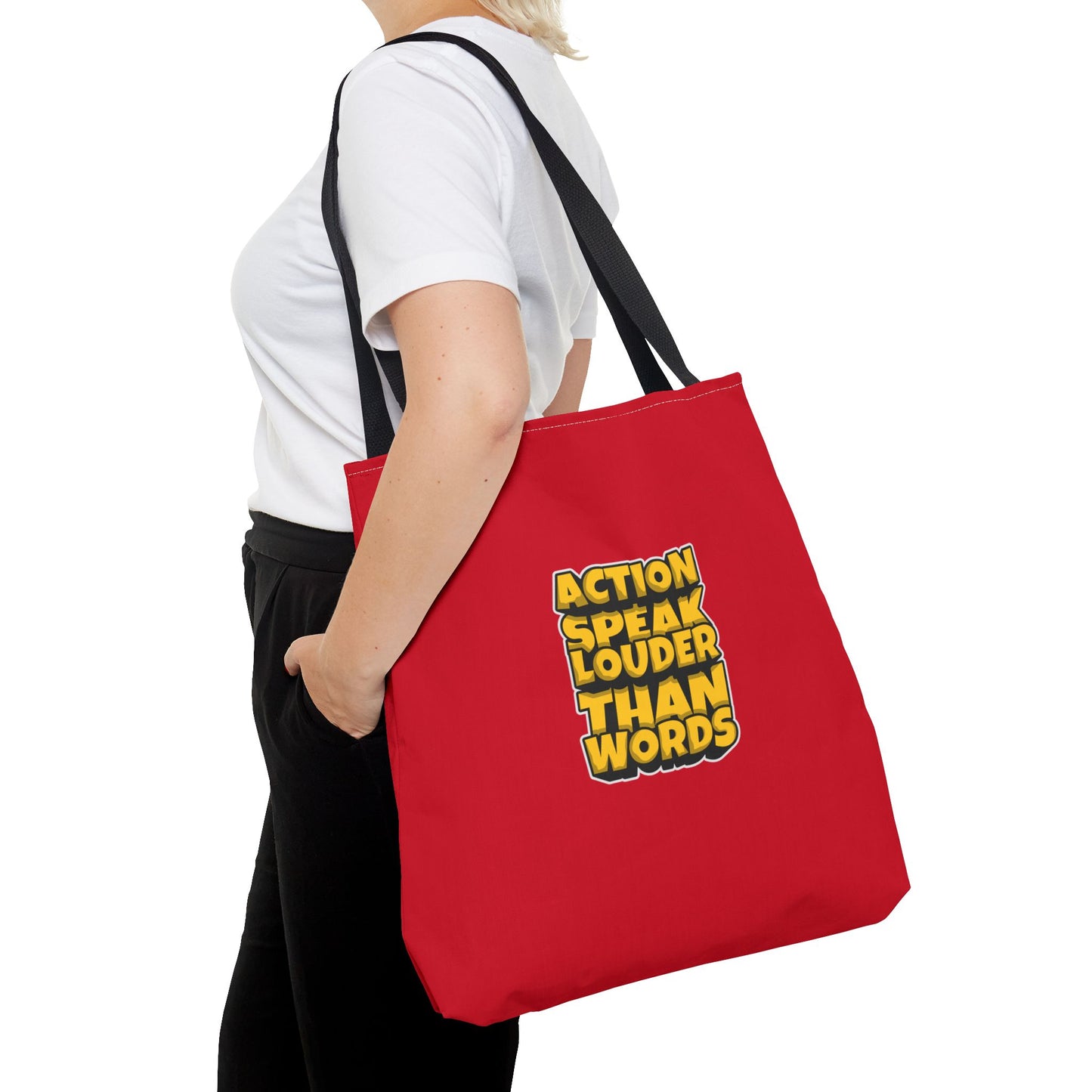 Action Speak Louder Than Words Tote Bag (AOP)