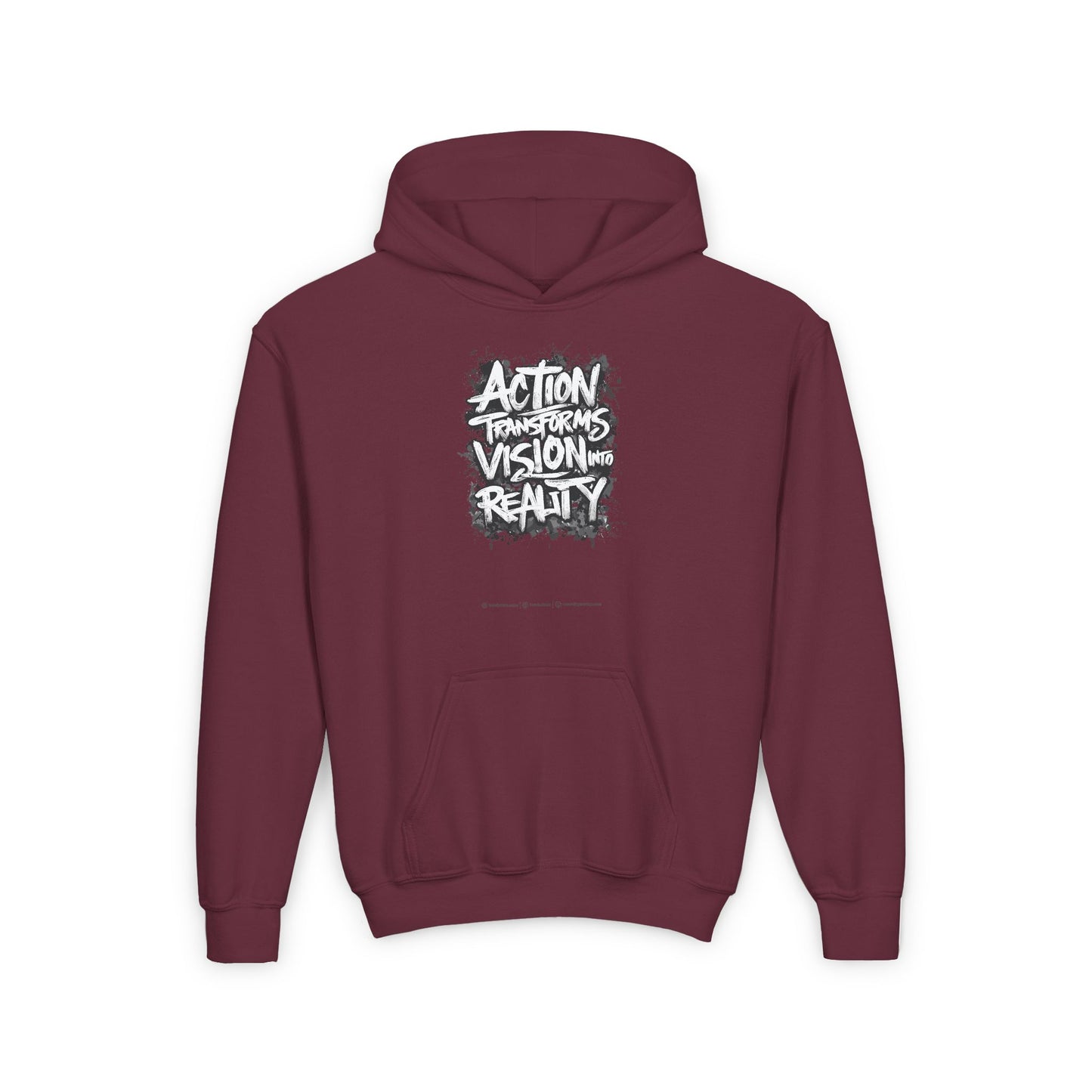 Action Transforms Vision Into Reality Youth Heavy Blend Hooded Sweatshirt