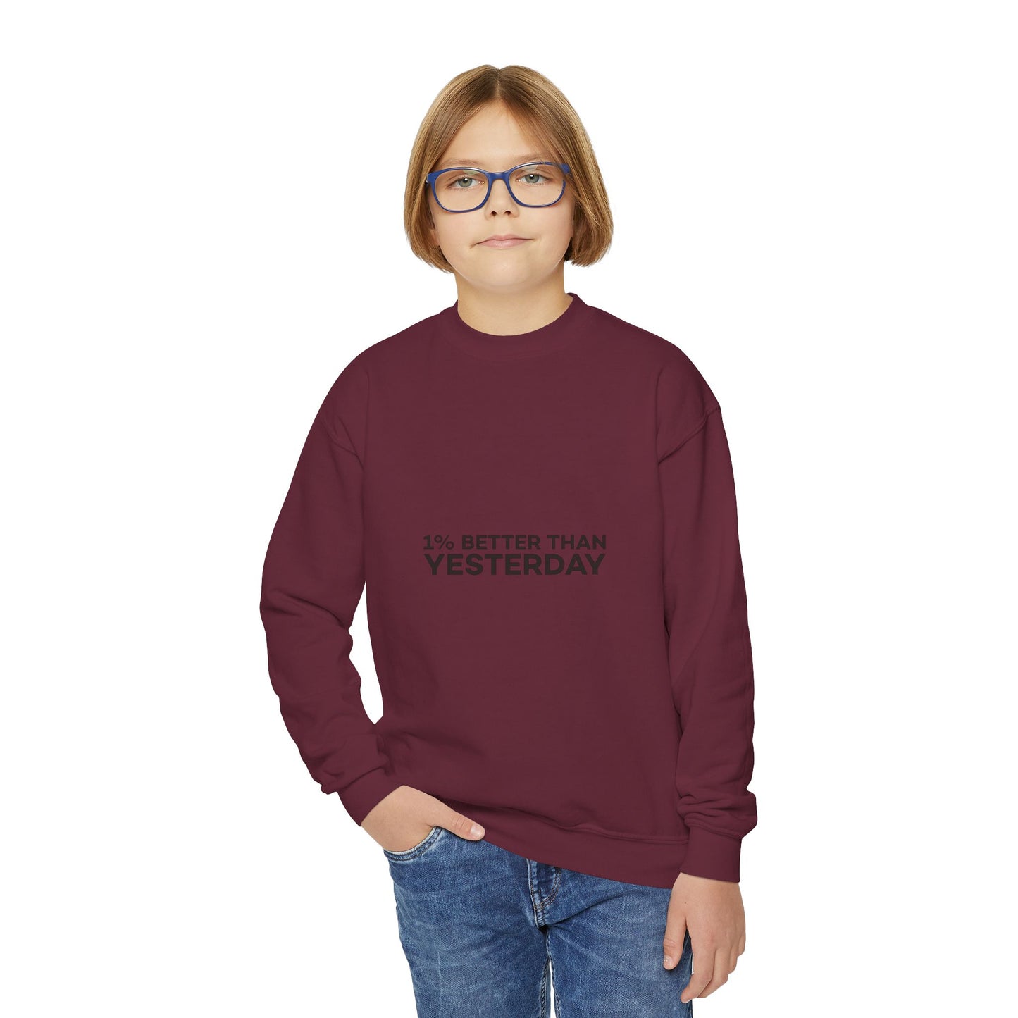 1% Better Than Yesterday Youth Crewneck Sweatshirt