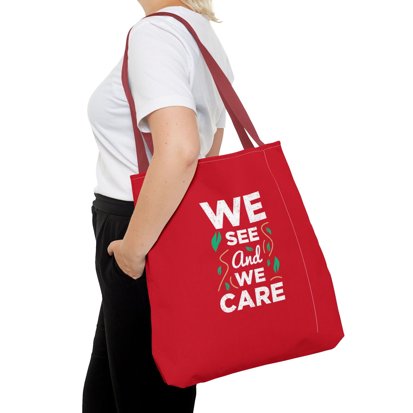 We See And We Care Tote Bag (AOP)