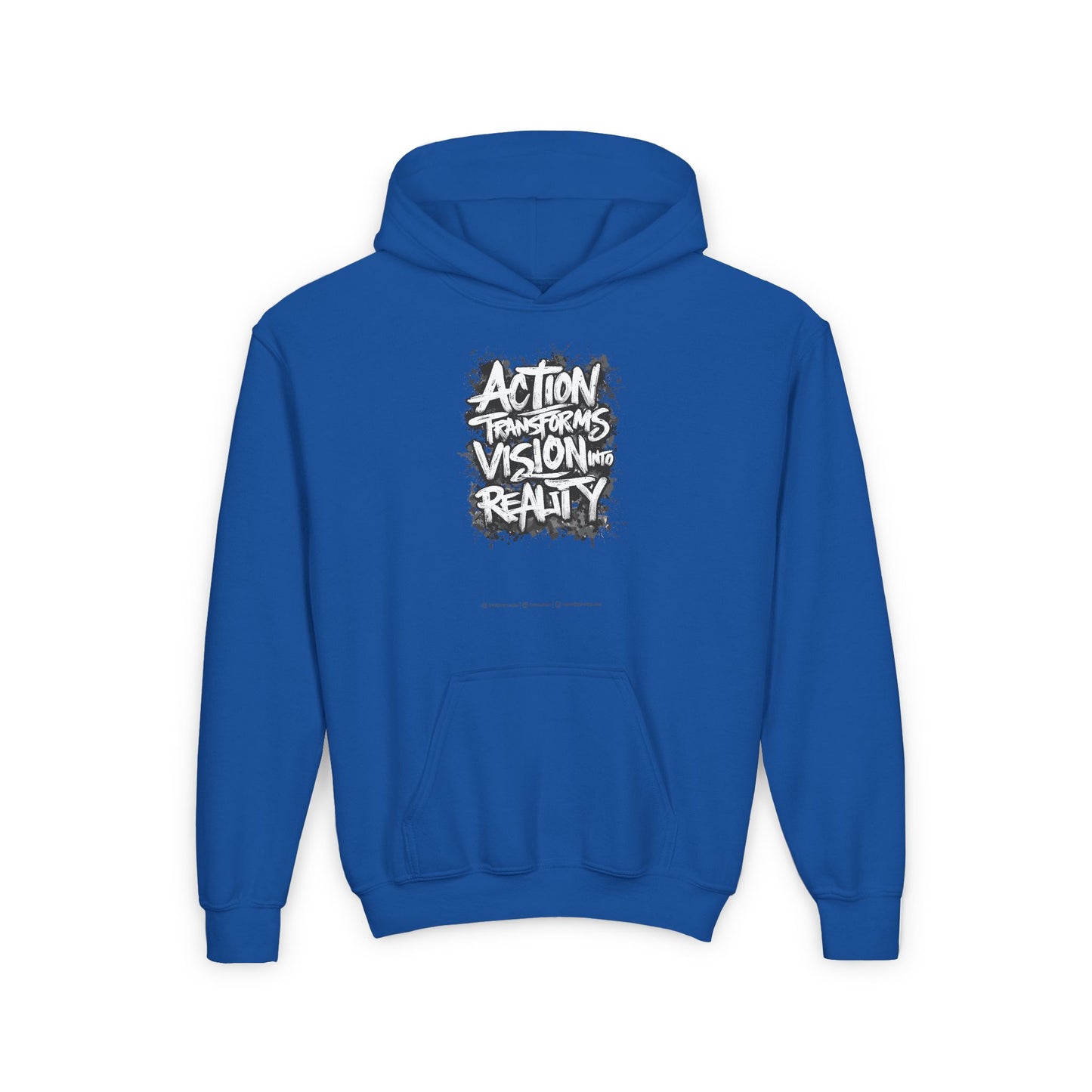 Action Transforms Vision Into Reality Youth Heavy Blend Hooded Sweatshirt
