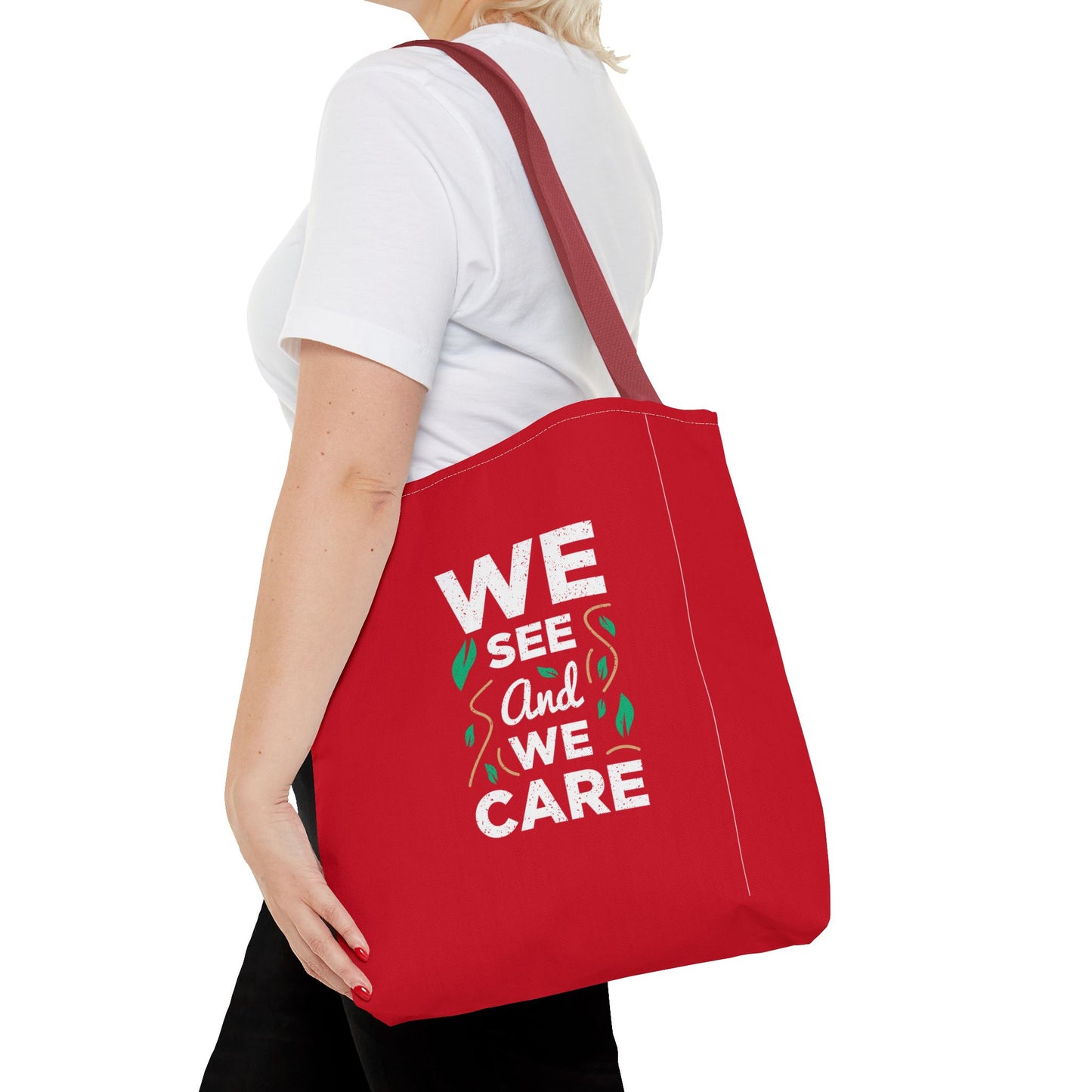 We See And We Care Tote Bag (AOP)
