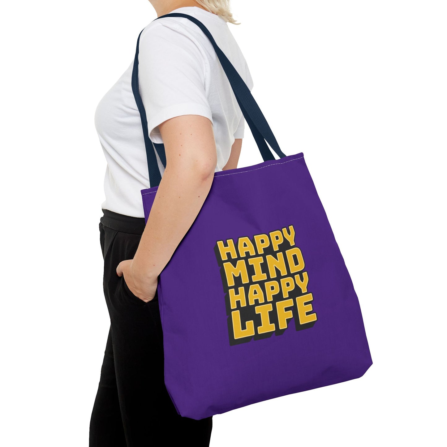 Happy Mind Happy Life Tote Bag (AOP)