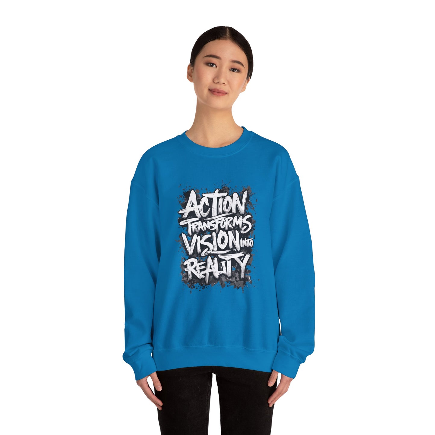 Action Transforms Vision Into Reality Unisex Heavy Blend™ Crewneck Sweatshirt